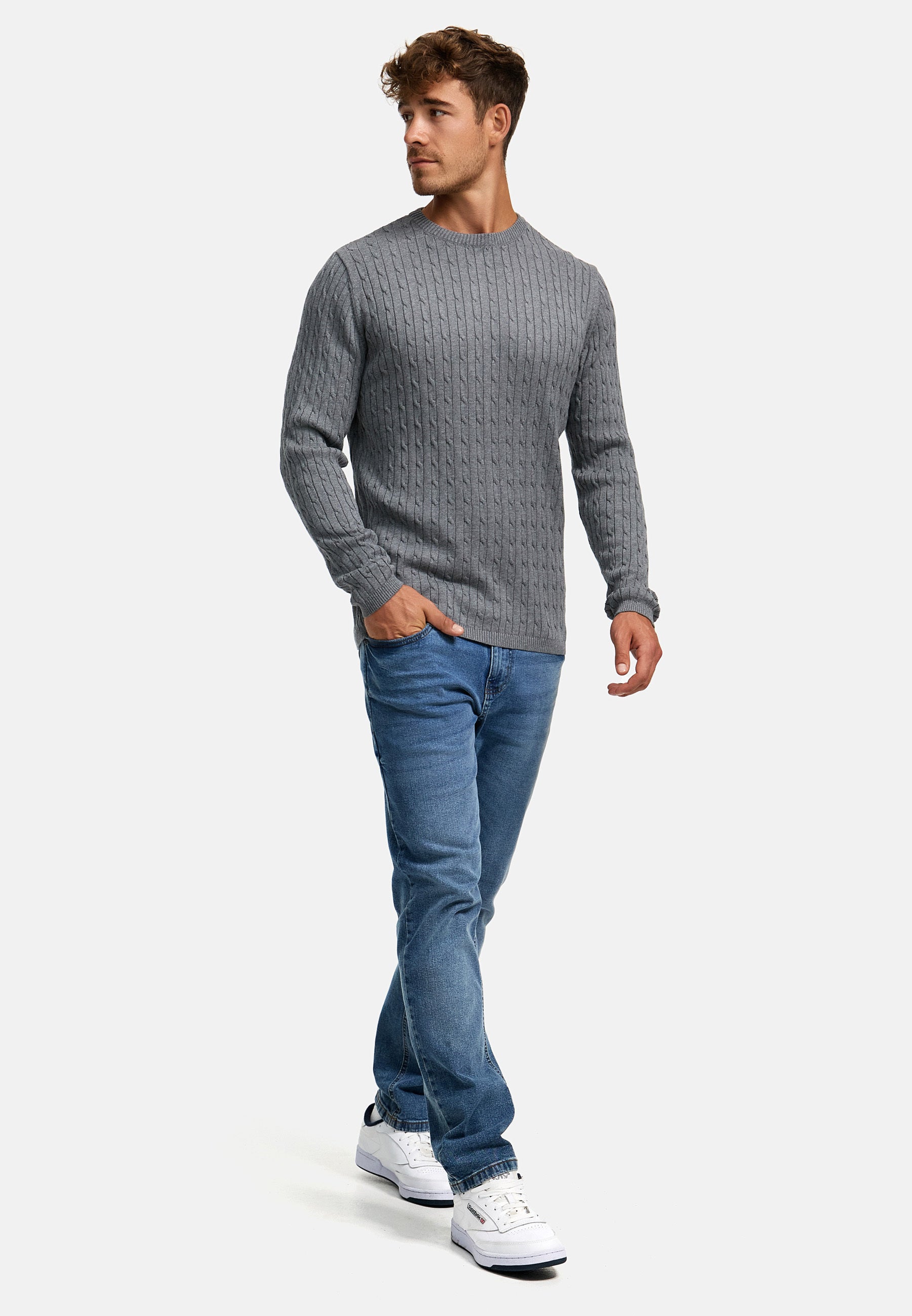 Strickpullover KSCable Lt Grey Mix