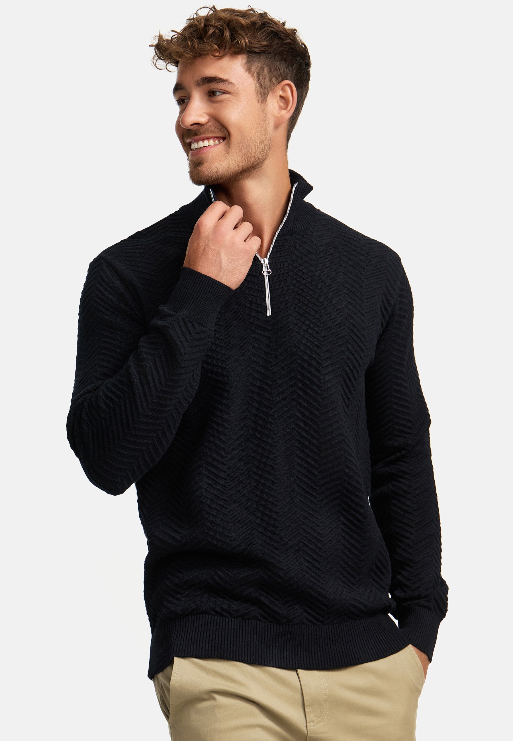 Strickpullover KSCarlo Half-Zip Black