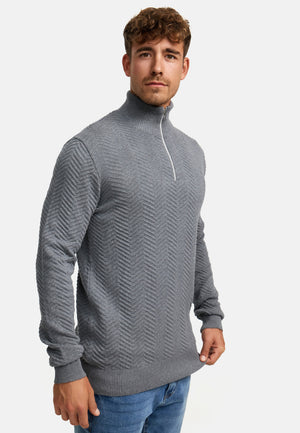 Strickpullover KSCarlo Half-Zip Lt Grey Produktbild