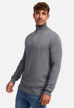 Strickpullover KSCarlo Half-Zip Lt Grey Produktbild