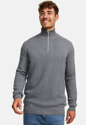 Strickpullover KSCarlo Half-Zip Lt Grey Produktbild