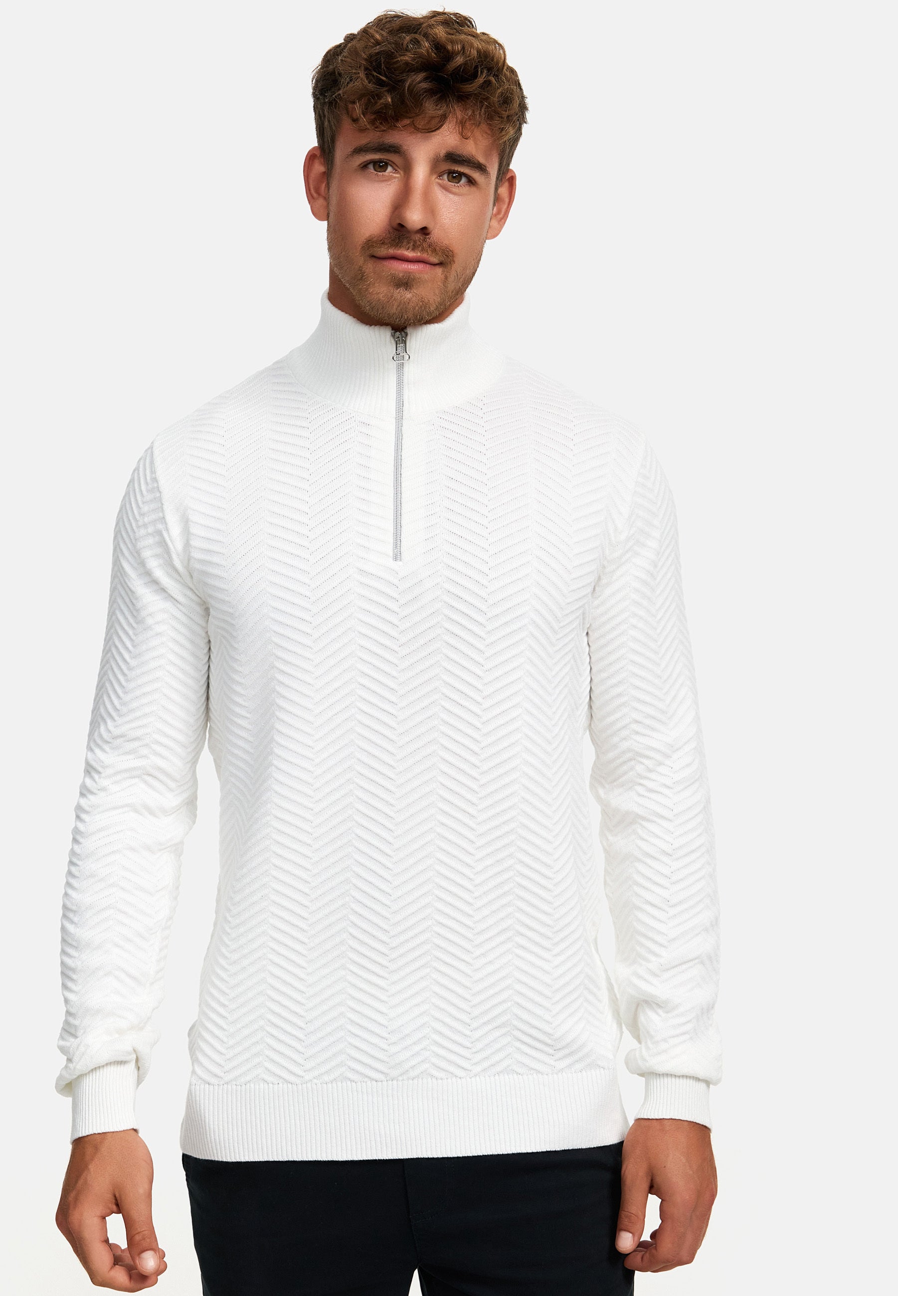 Strickpullover KSCarlo Half-Zip Snow White