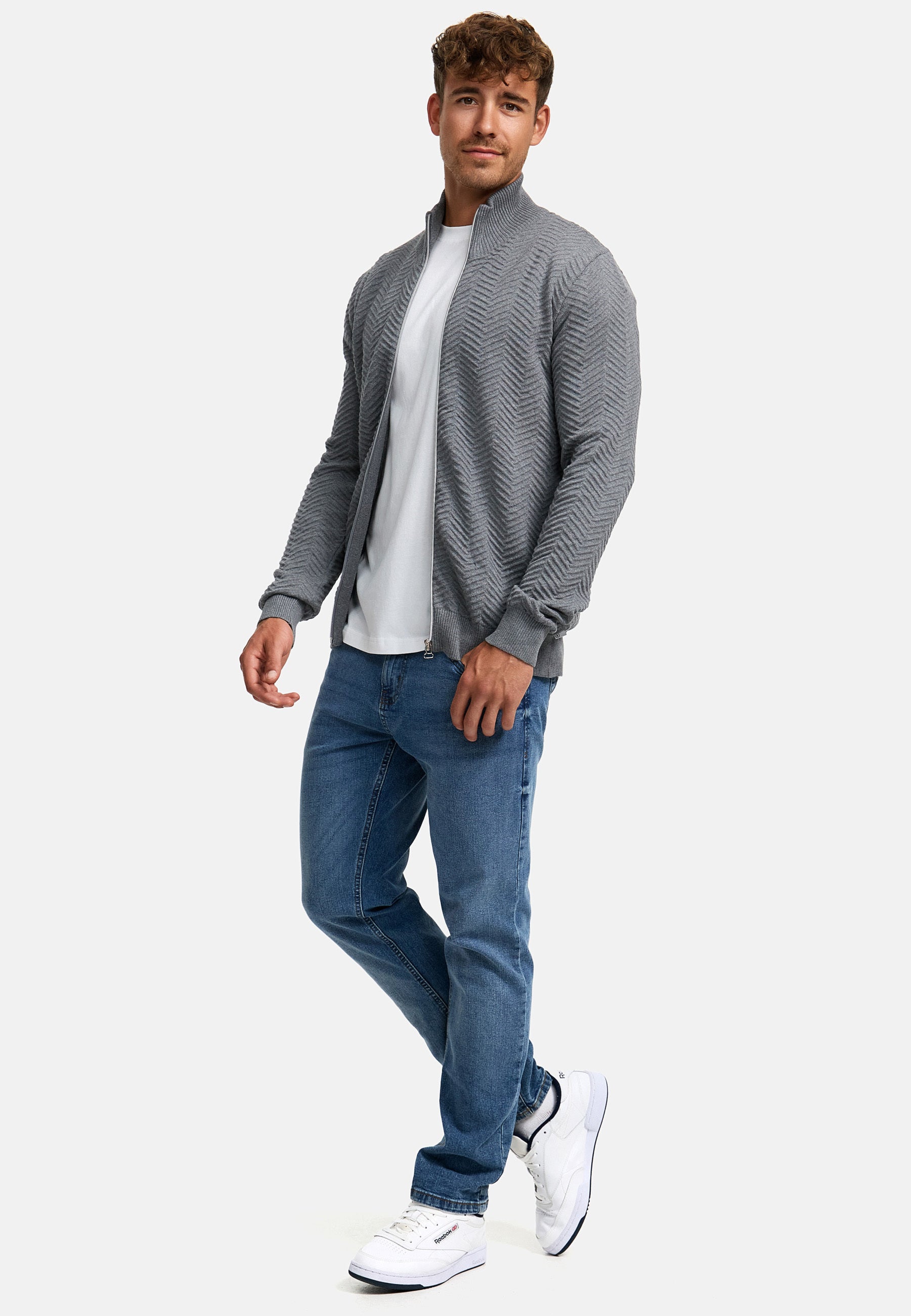 Strickjacke KSCarlo Zip Lt Grey Mix