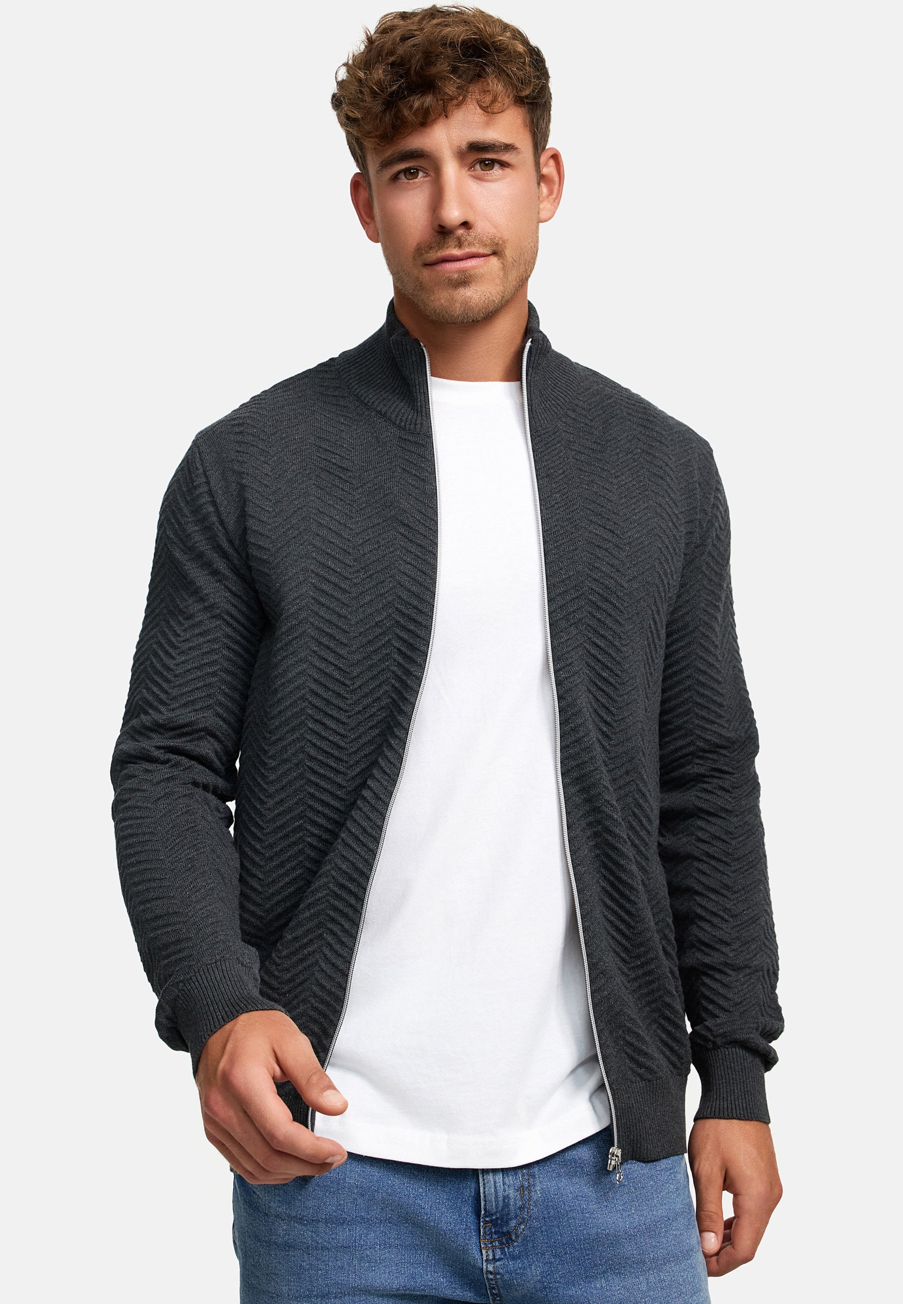 Strickjacke KSCarlo Zip Charcoal Mix