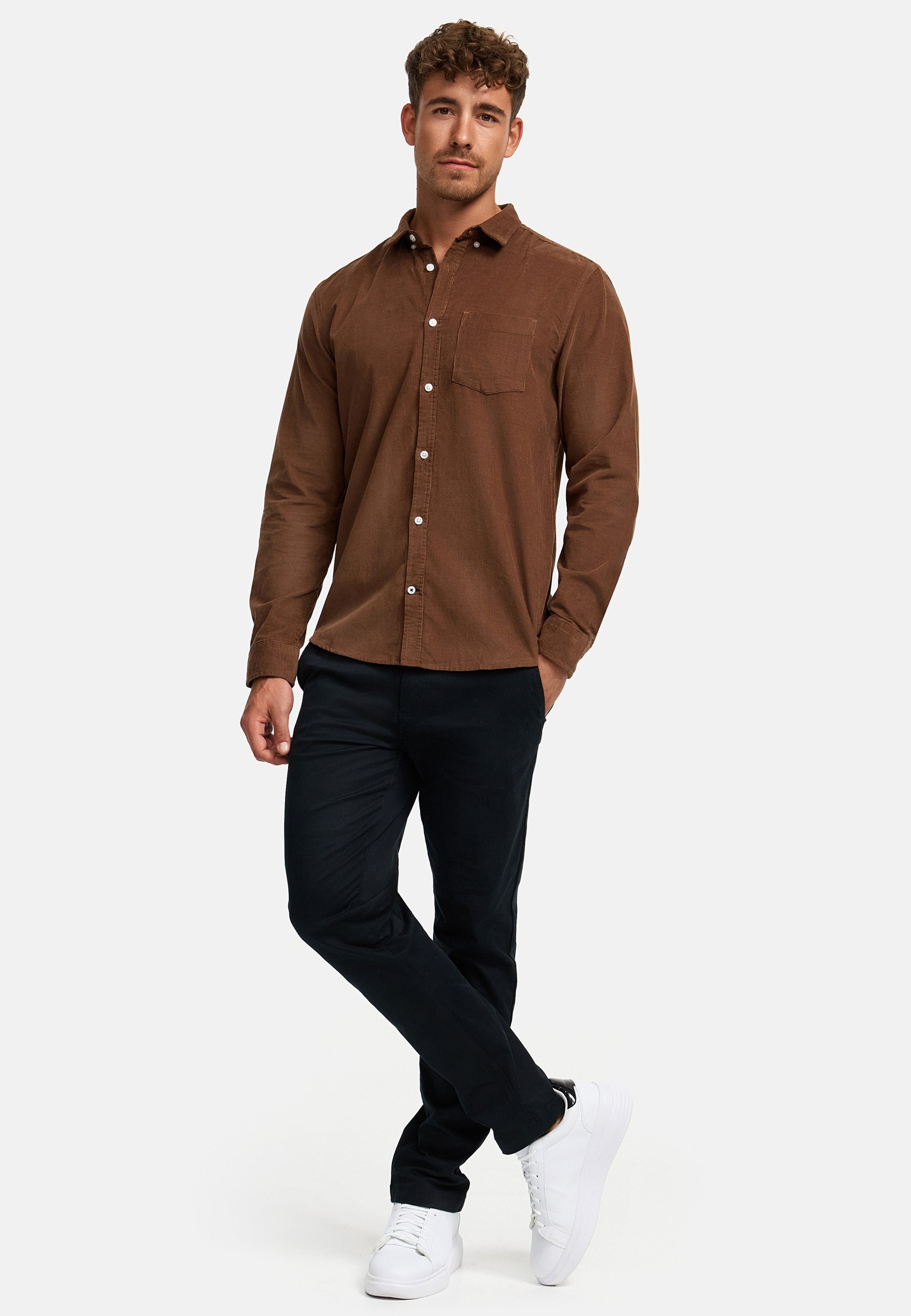 Hemd Langarm KSJohan Corduroy Raw Umber