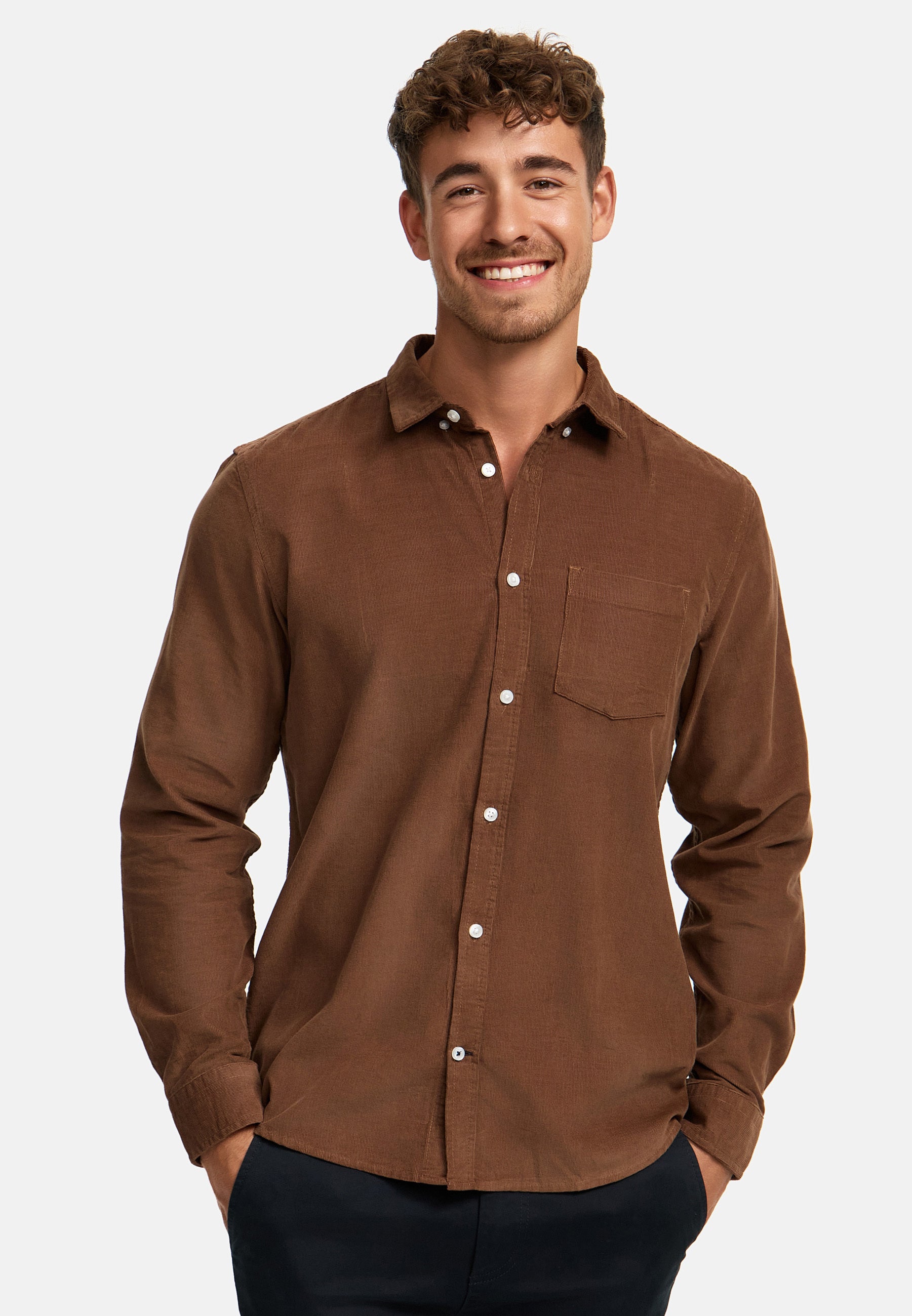KRONSTADT | Men's Long Sleeve Shirt KSJohan Cord Raw Umber – Kronstadt