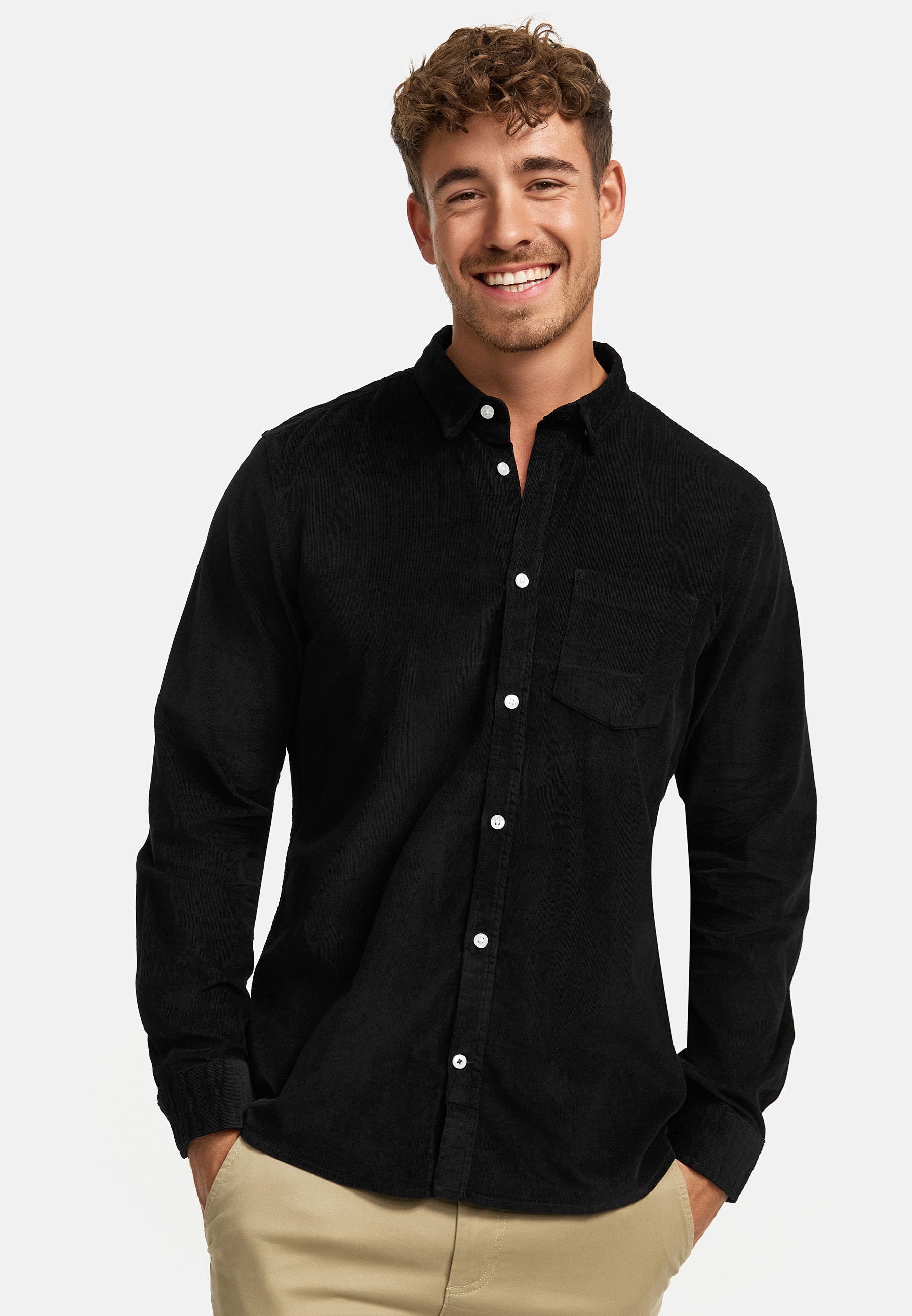 Hemd Langarm KSJohan Corduroy Black
