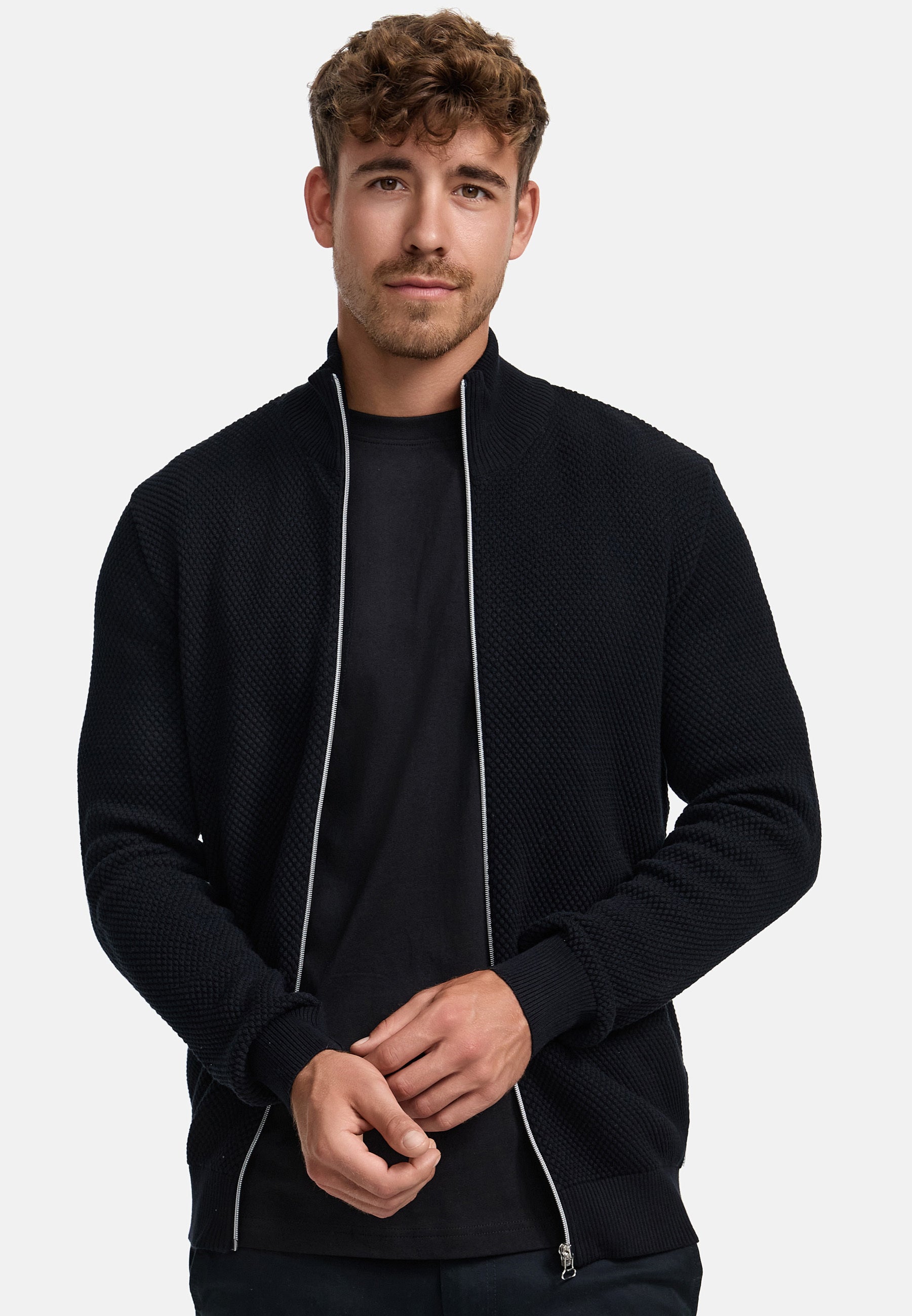 Strickjacke KSErik Zip Black