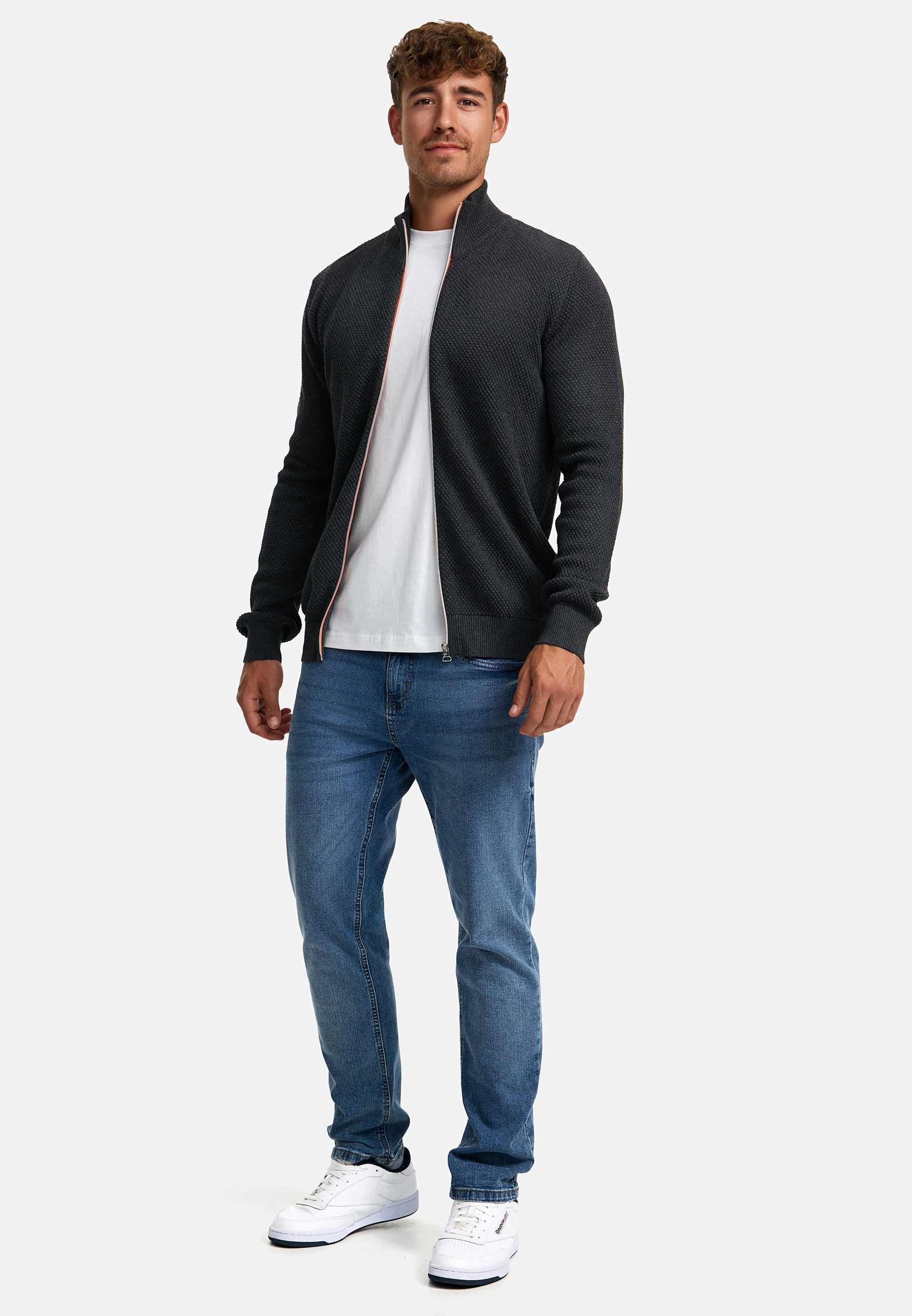 Strickjacke KSErik Zip Charcoal Mix