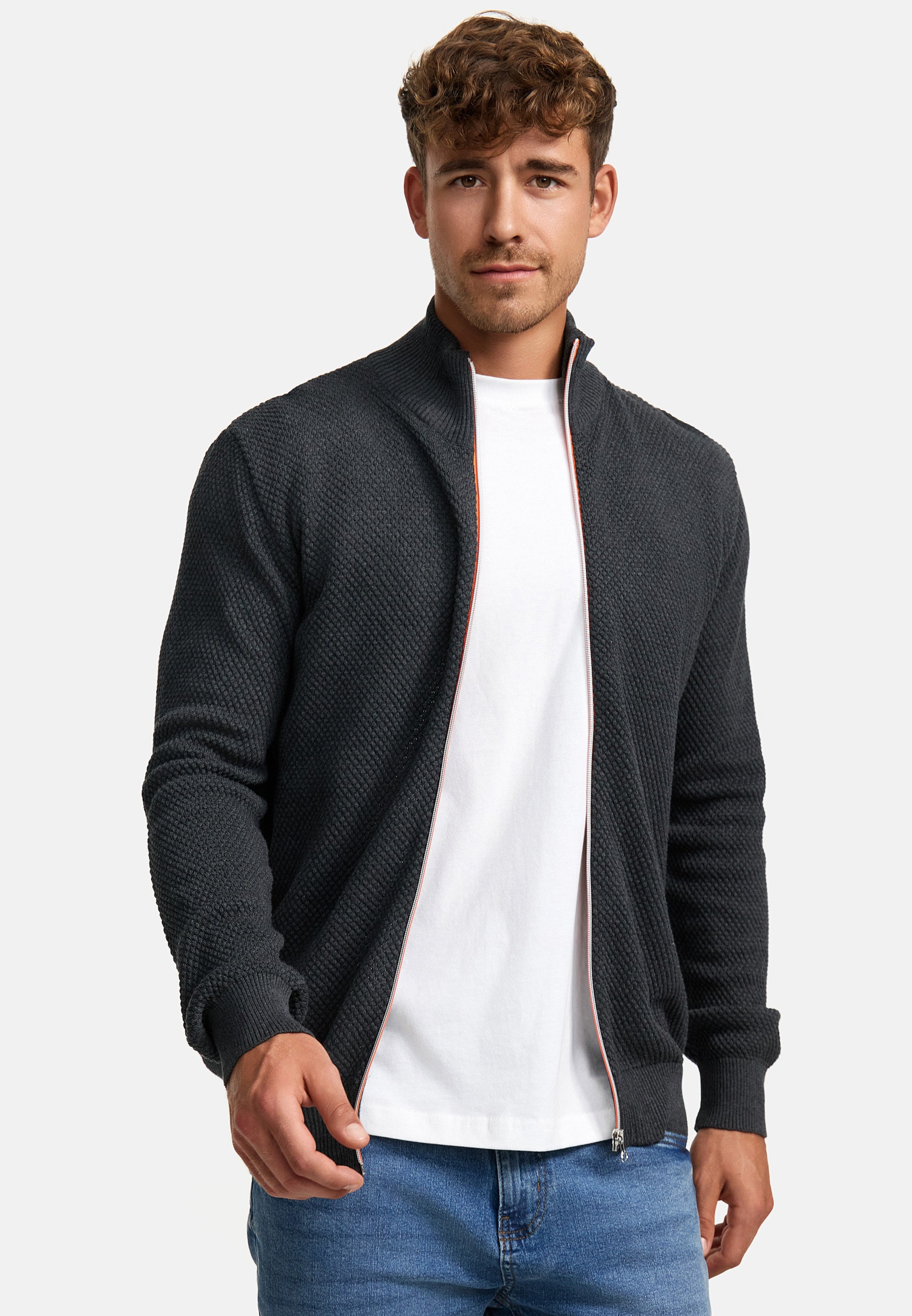 Strickjacke KSErik Zip Charcoal Mix