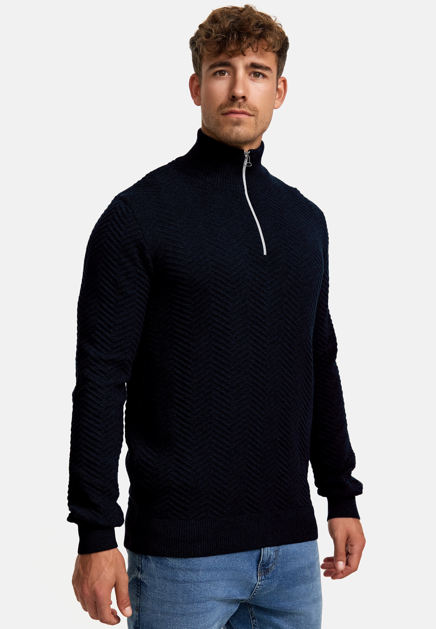 Strickpullover KSCarlo Half-Zip Sky Captain