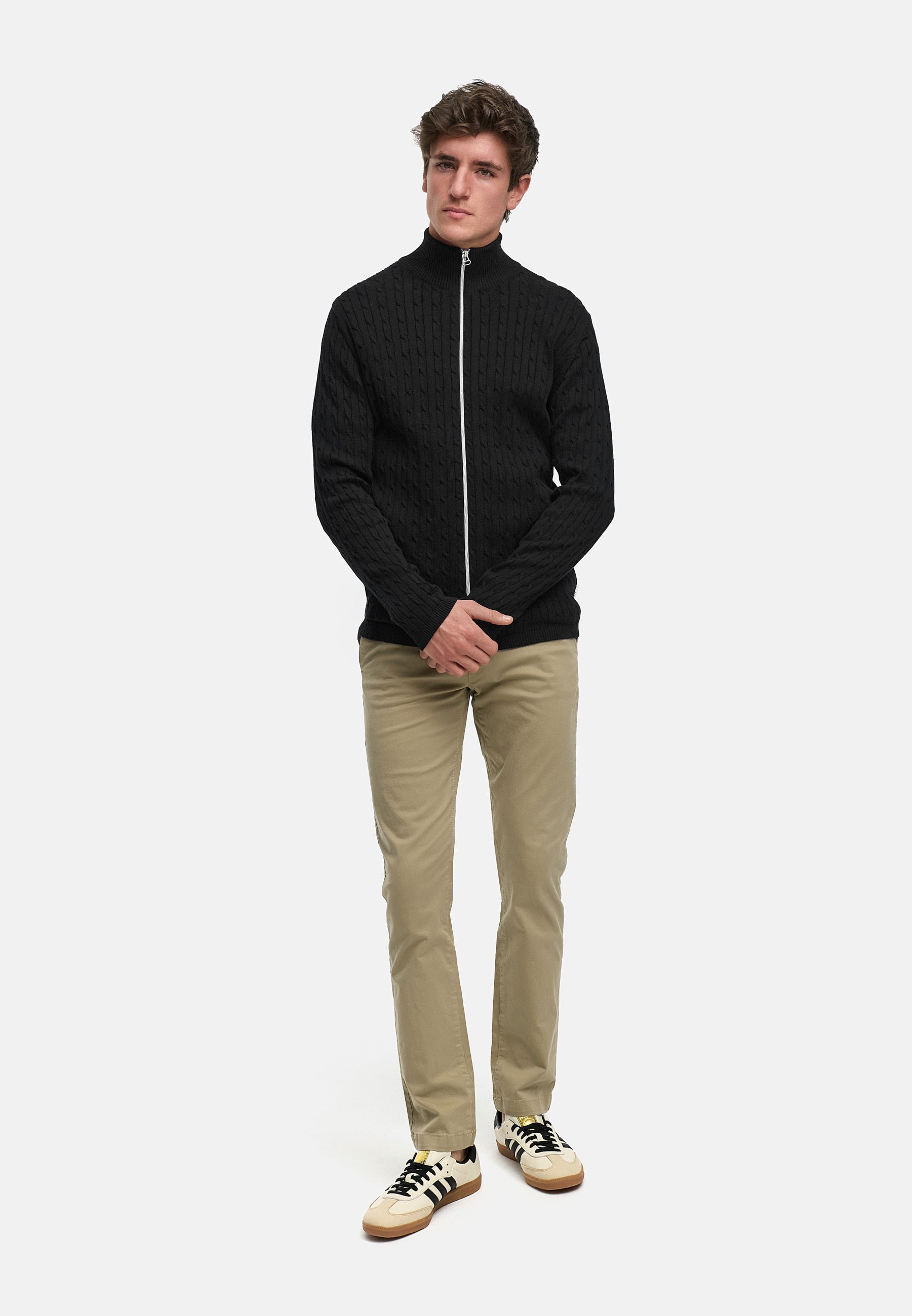 Strickjacke KSCable Zip Black