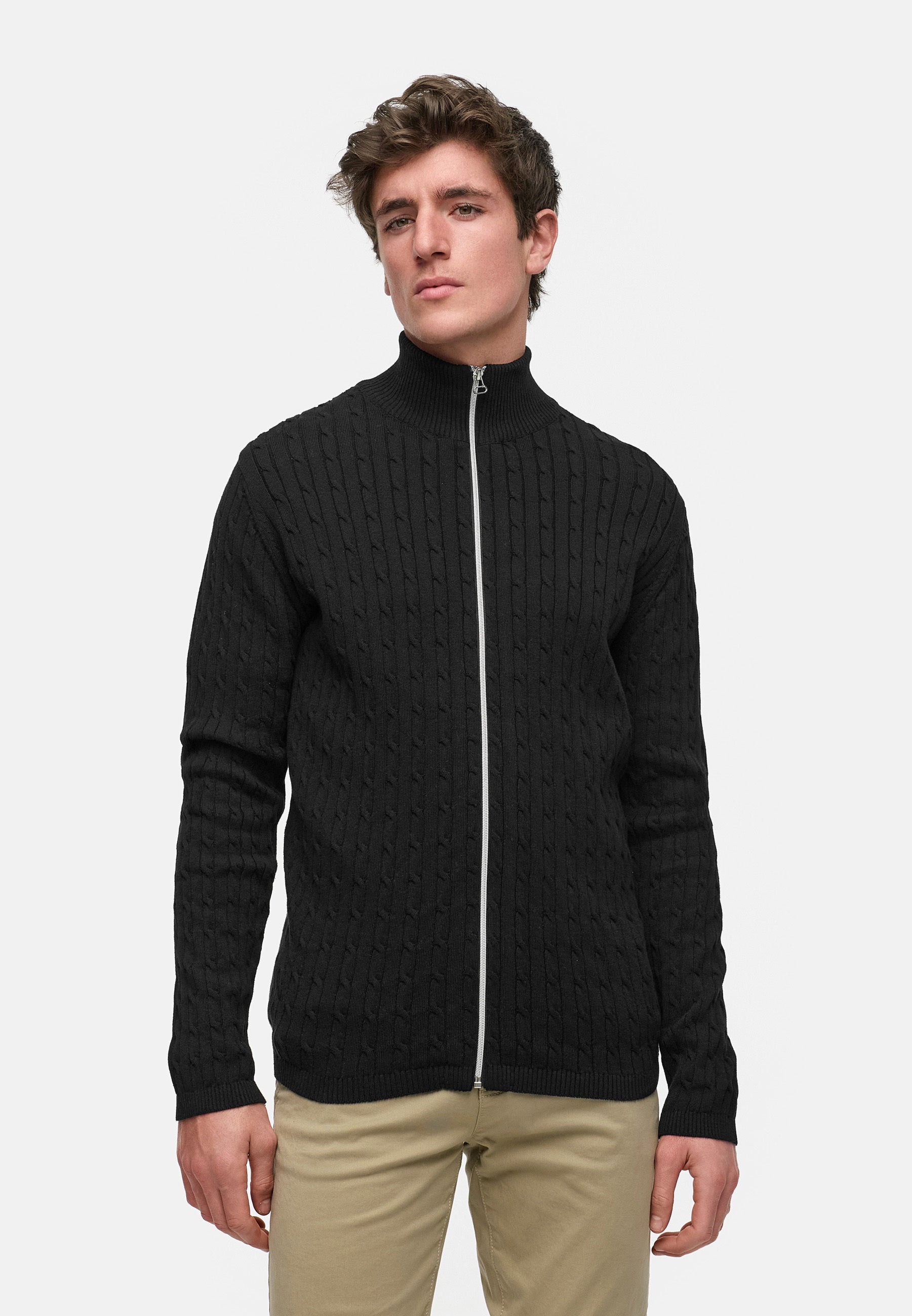 Strickjacke KSCable Zip Black