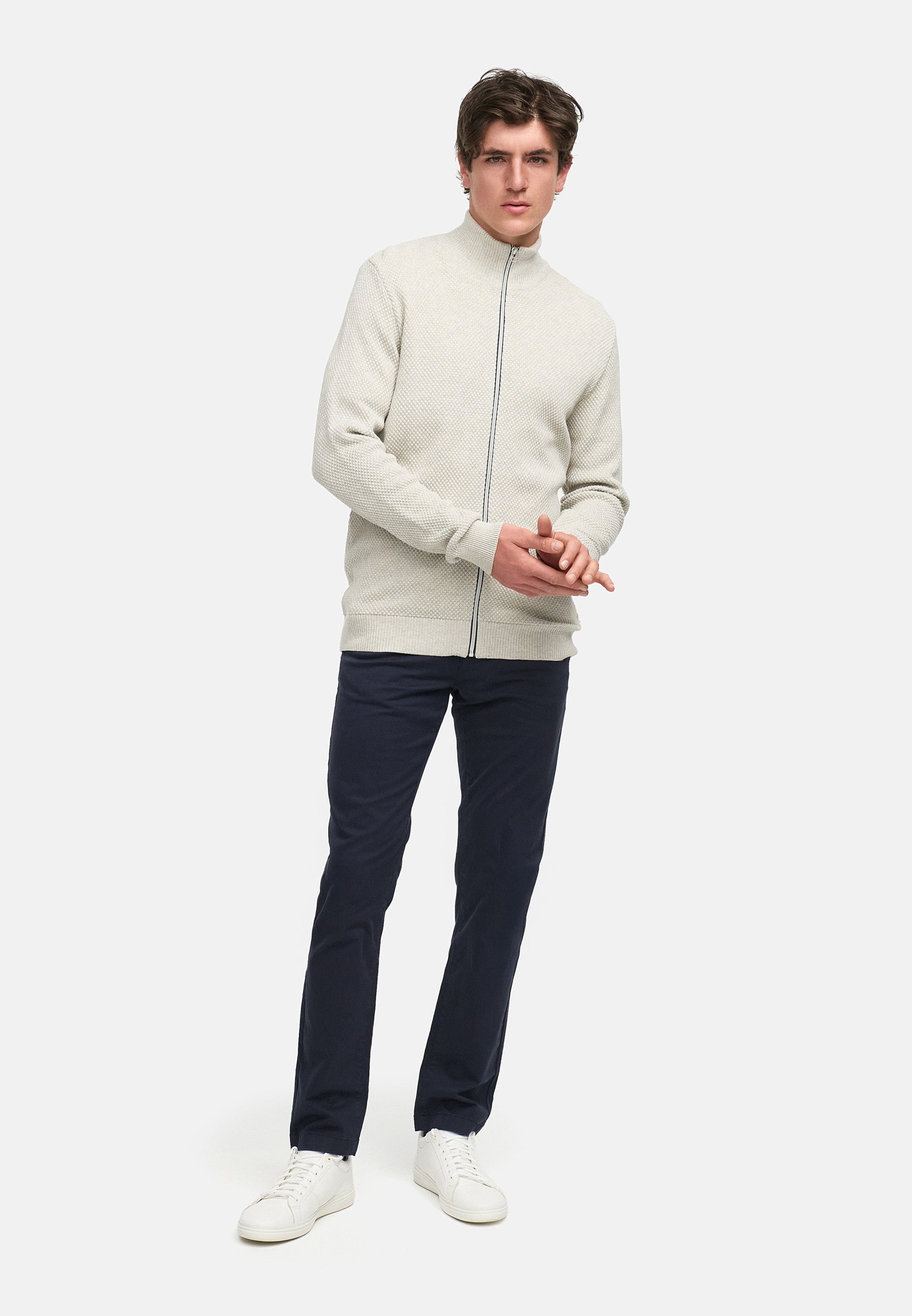 Strickjacke KSErik Zip Stone mix