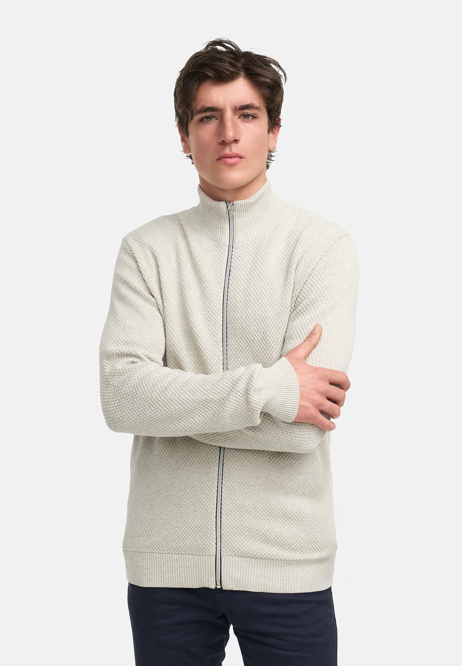 Strickjacke KSErik Zip Stone mix