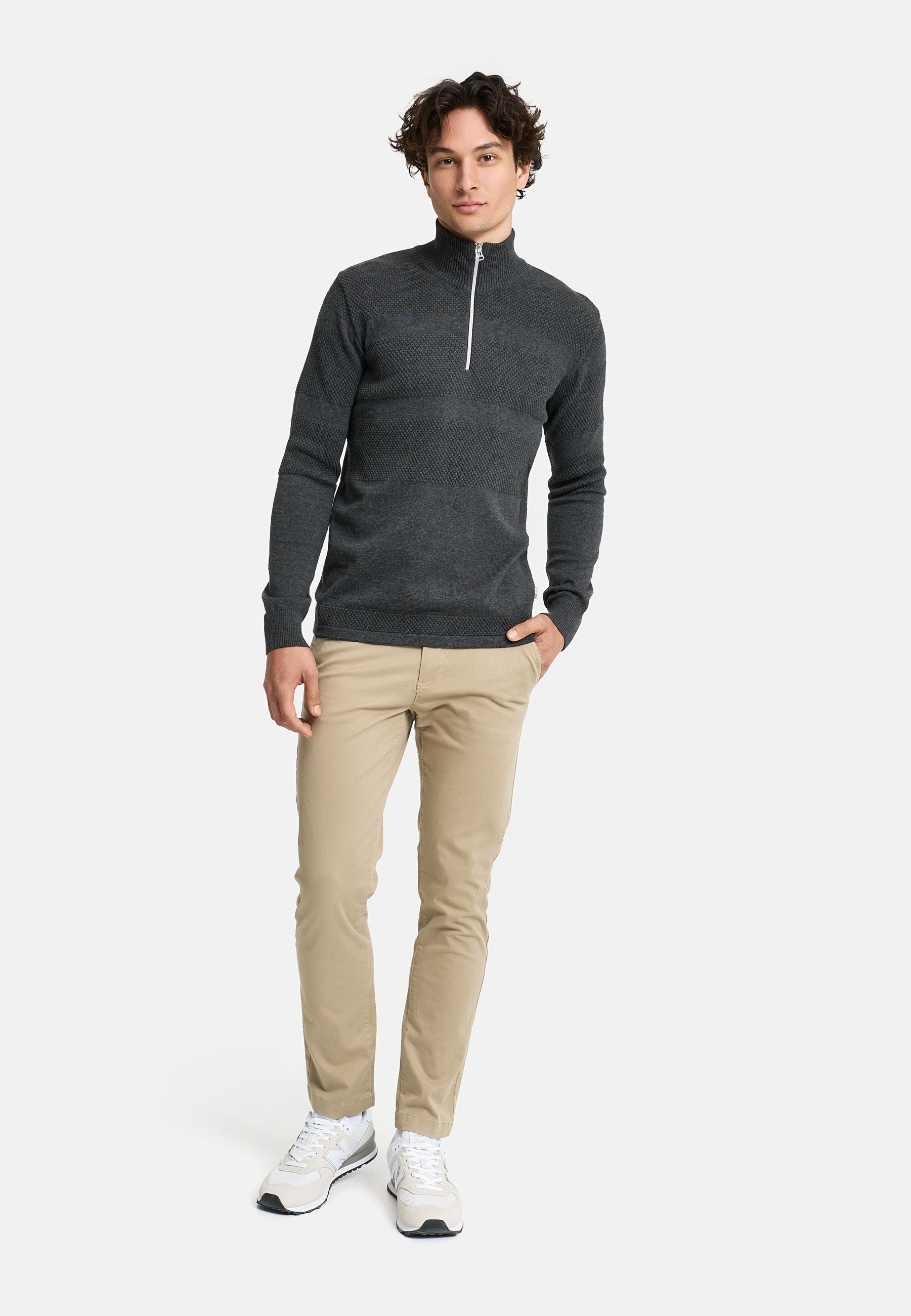 Strickpullover KSHannes Half-Zip Charcoal Mix