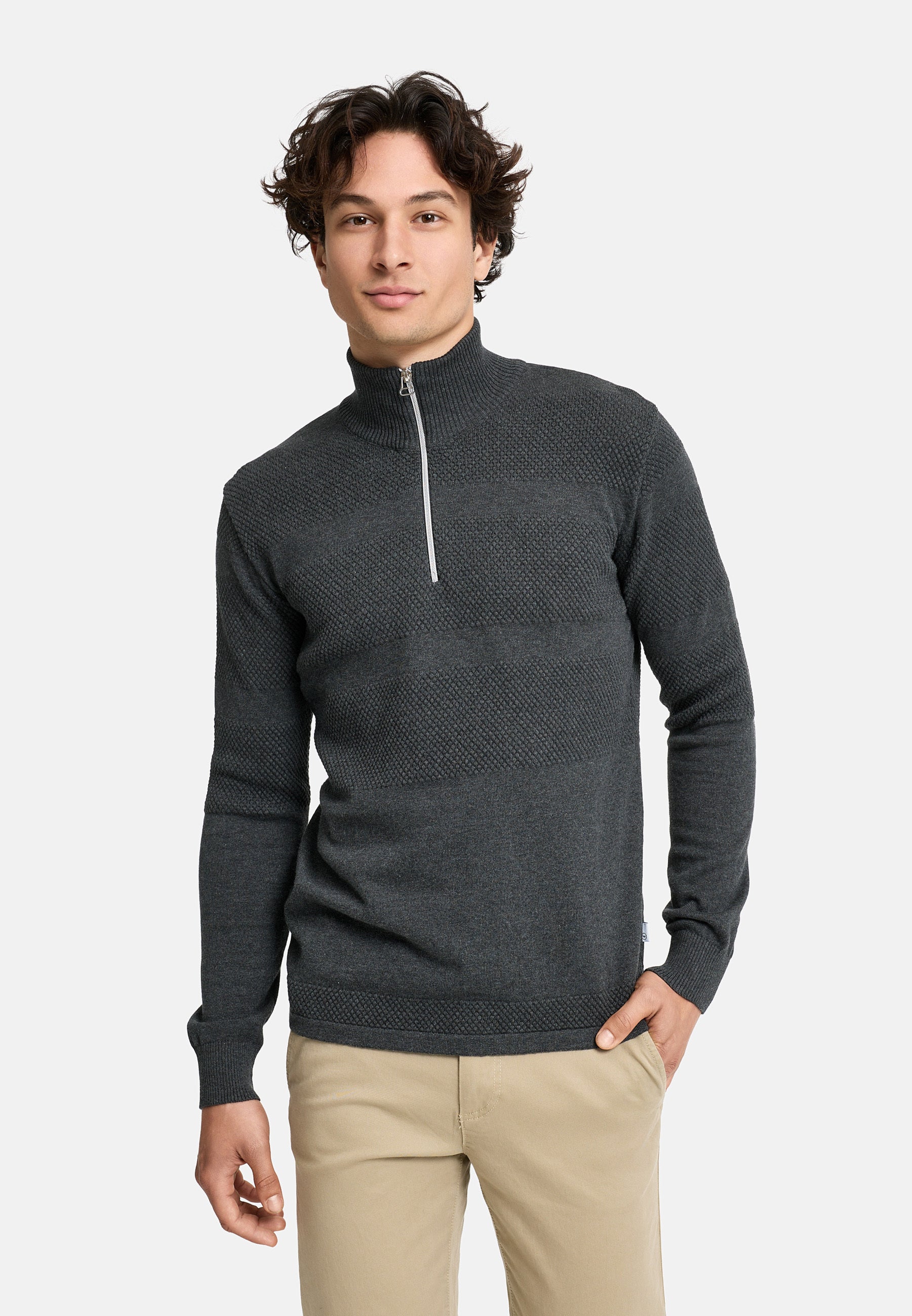 Strickpullover KSHannes Half-Zip Charcoal Mix