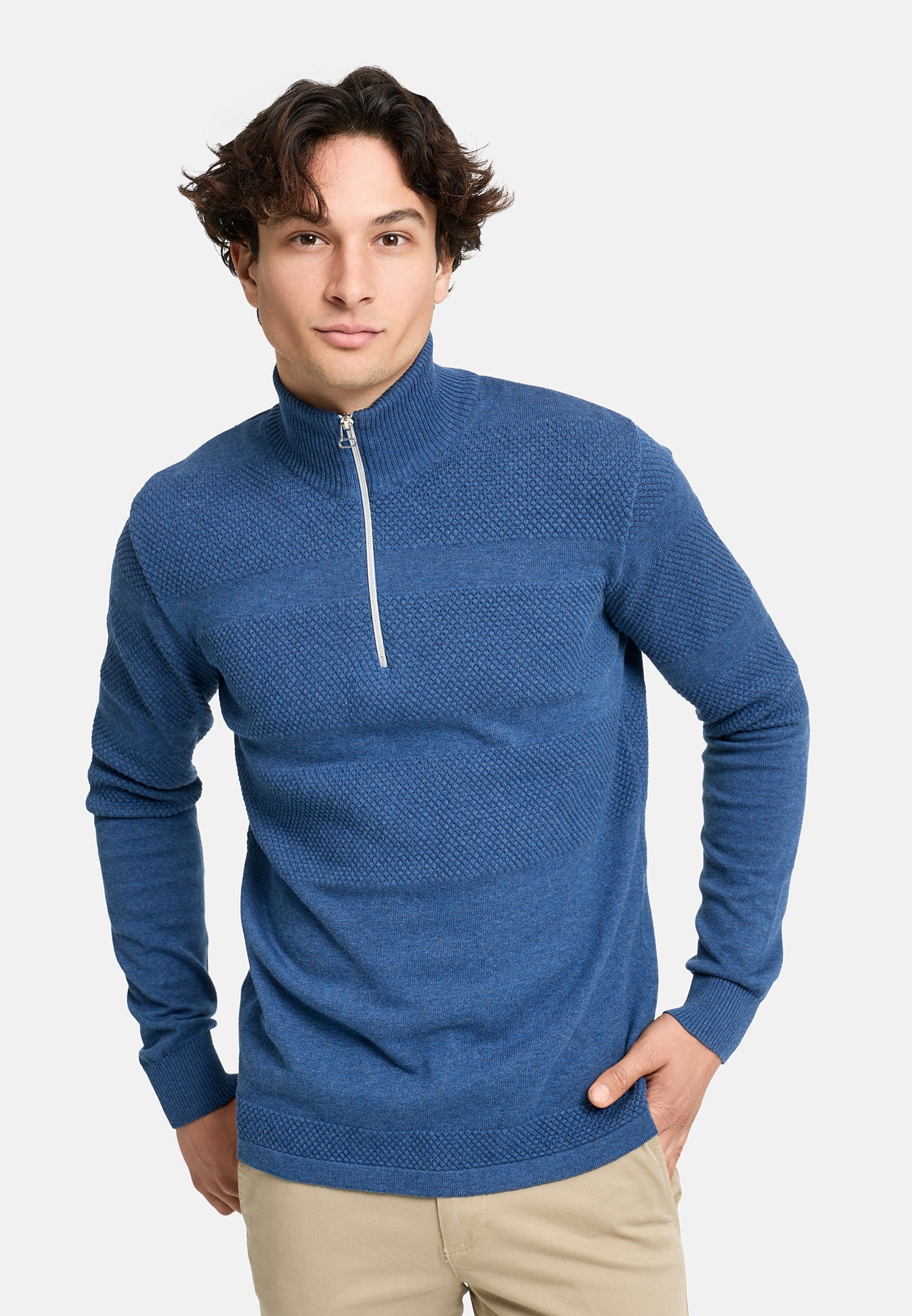 Strickpullover KSHannes Half-Zip Federal Blue mix