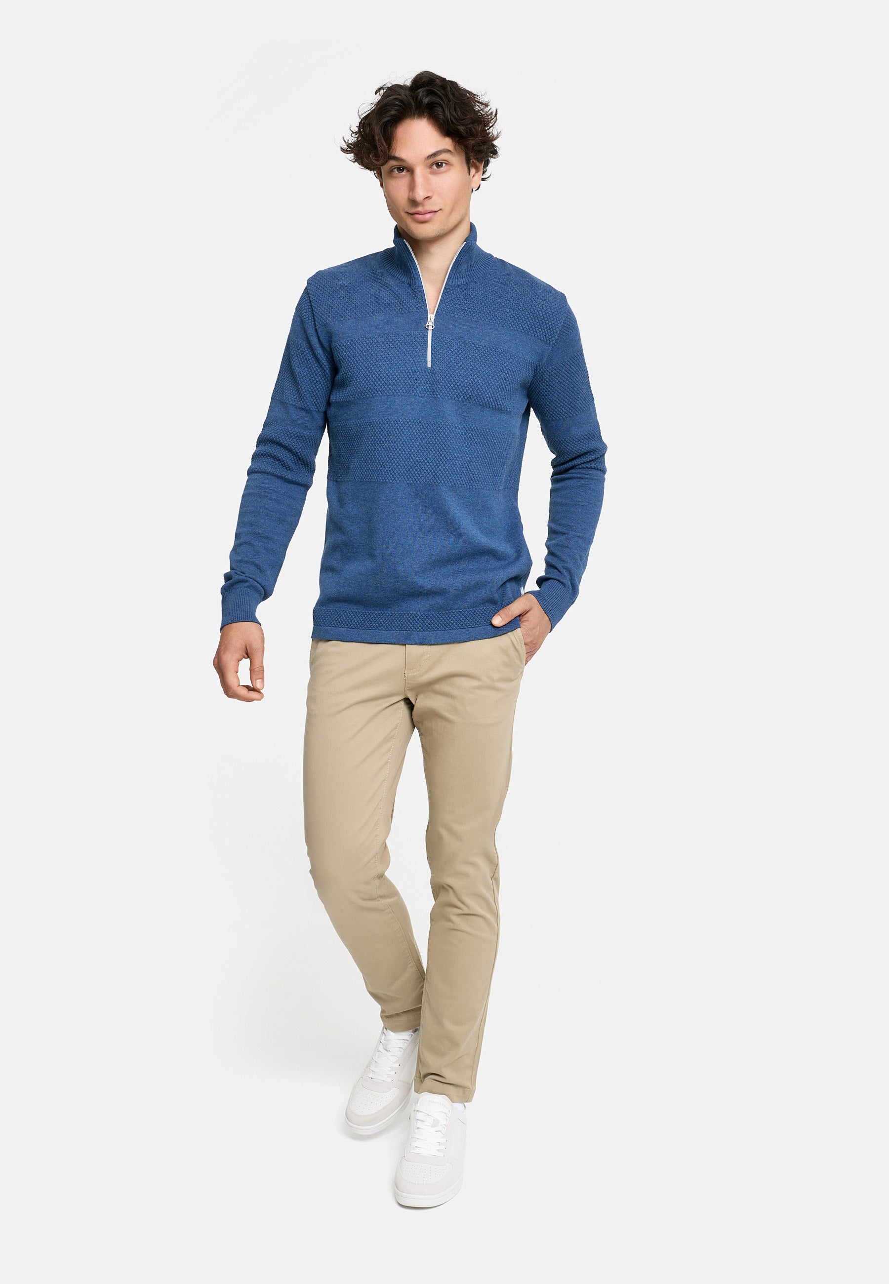 Strickpullover KSHannes Half-Zip Federal Blue mix