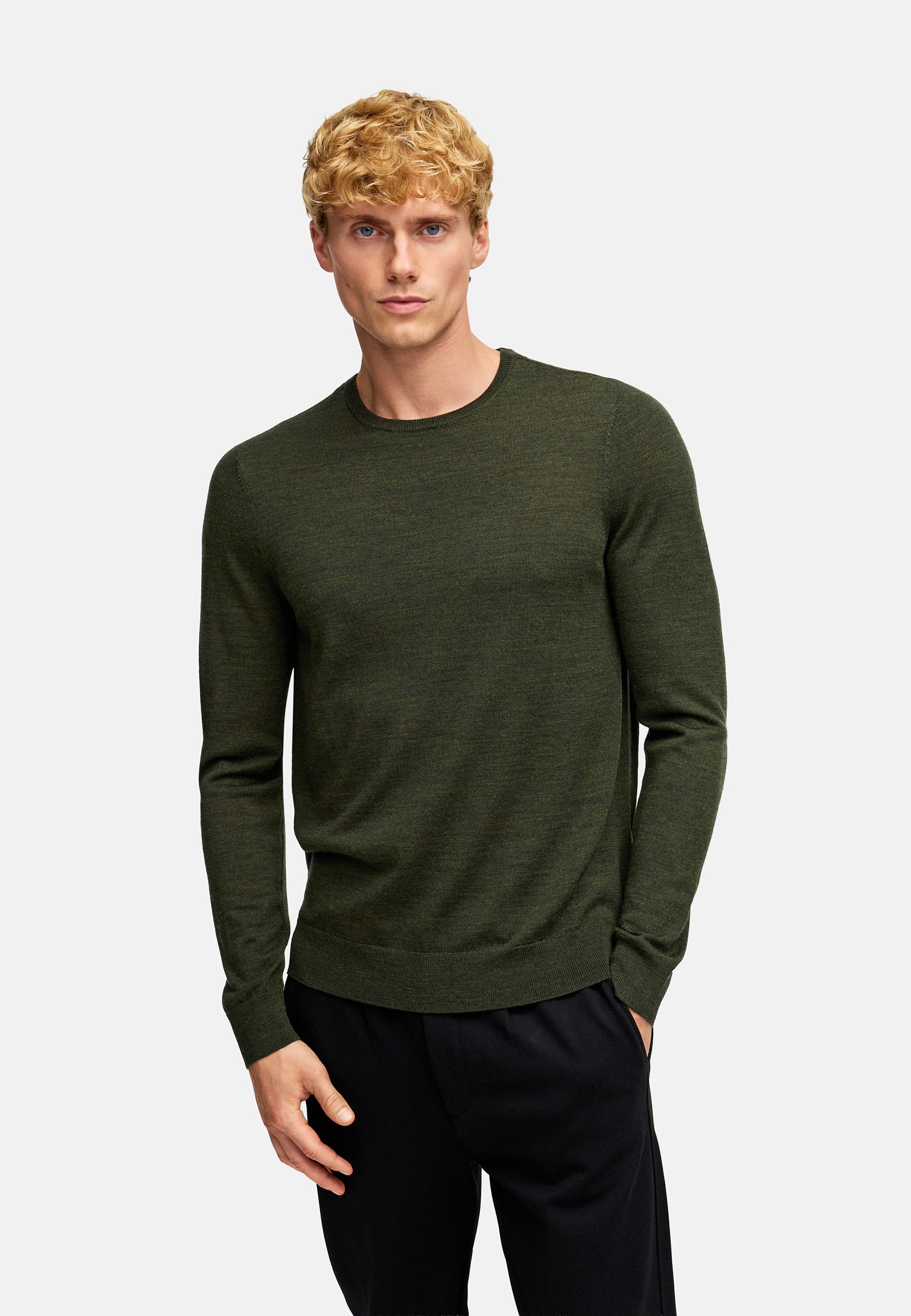 Strickpullover KSJohannes merino crew knit Army Mix