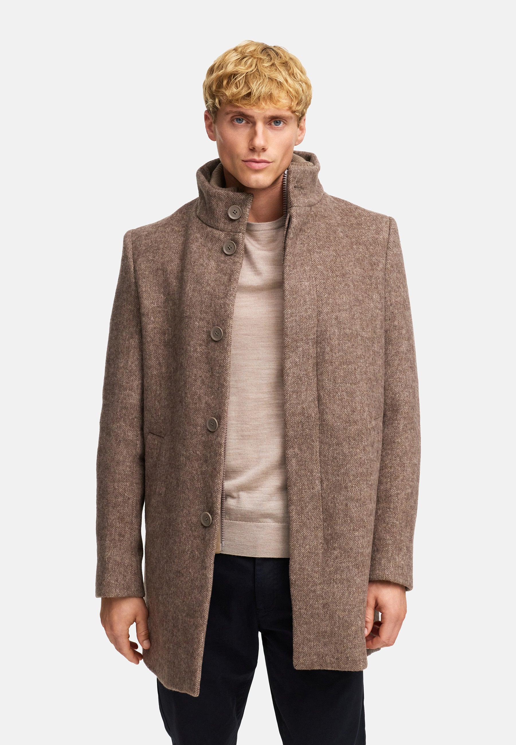 Mantel KSChess wool coat Dk. Brown mix
