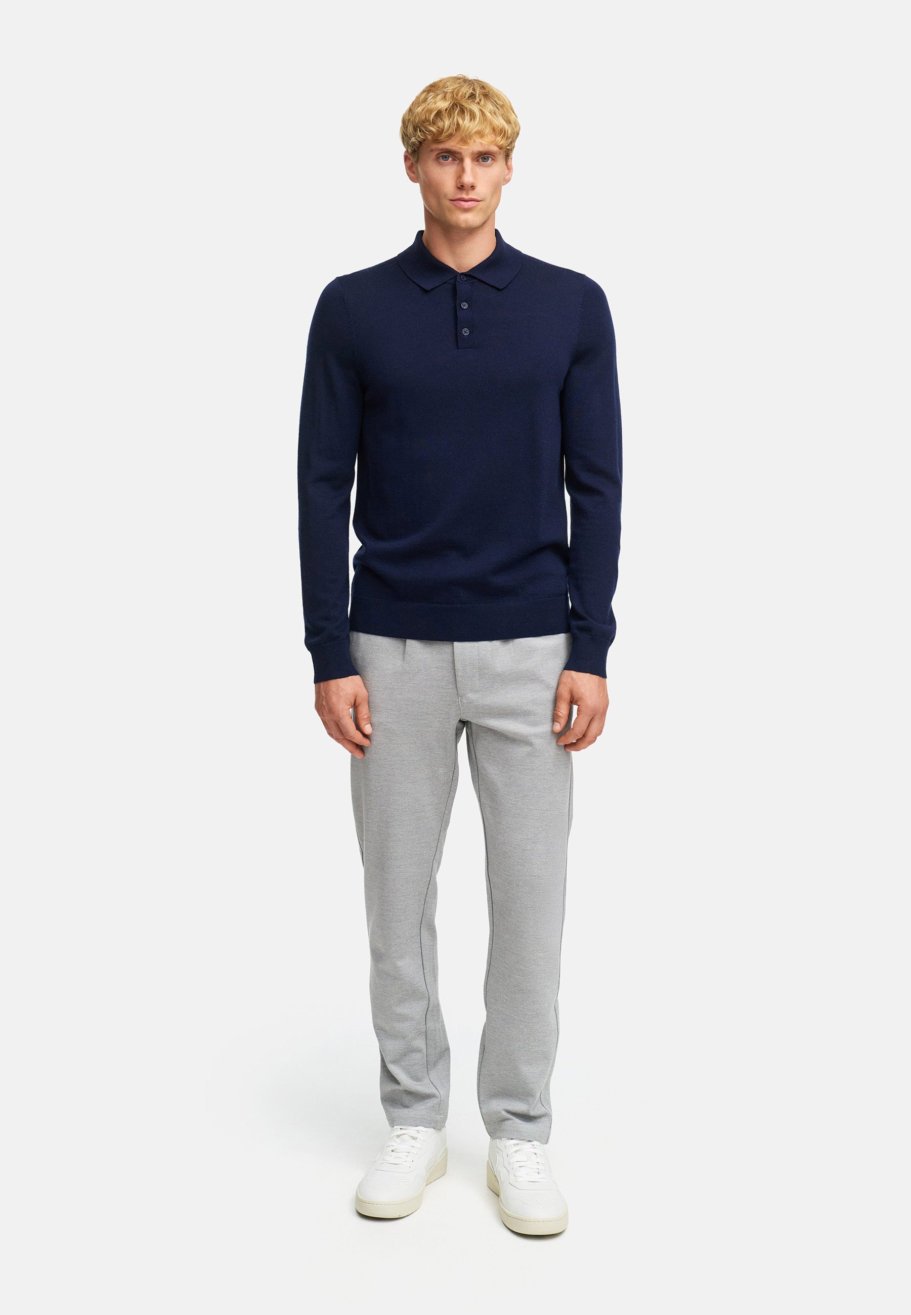 Strickpullover KSJohannes merino polo knit Sky Captain