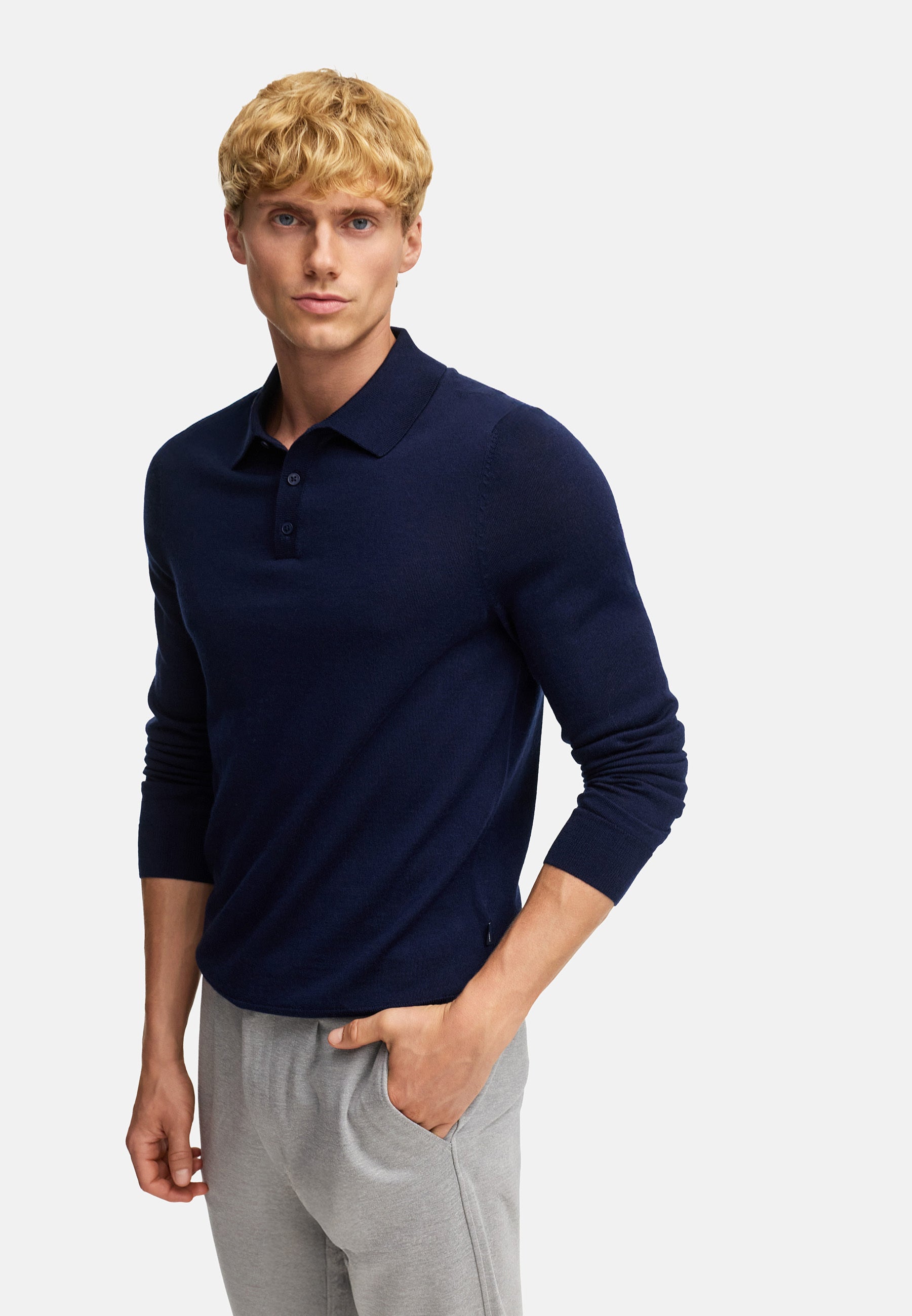 Strickpullover KSJohannes merino polo knit Sky Captain