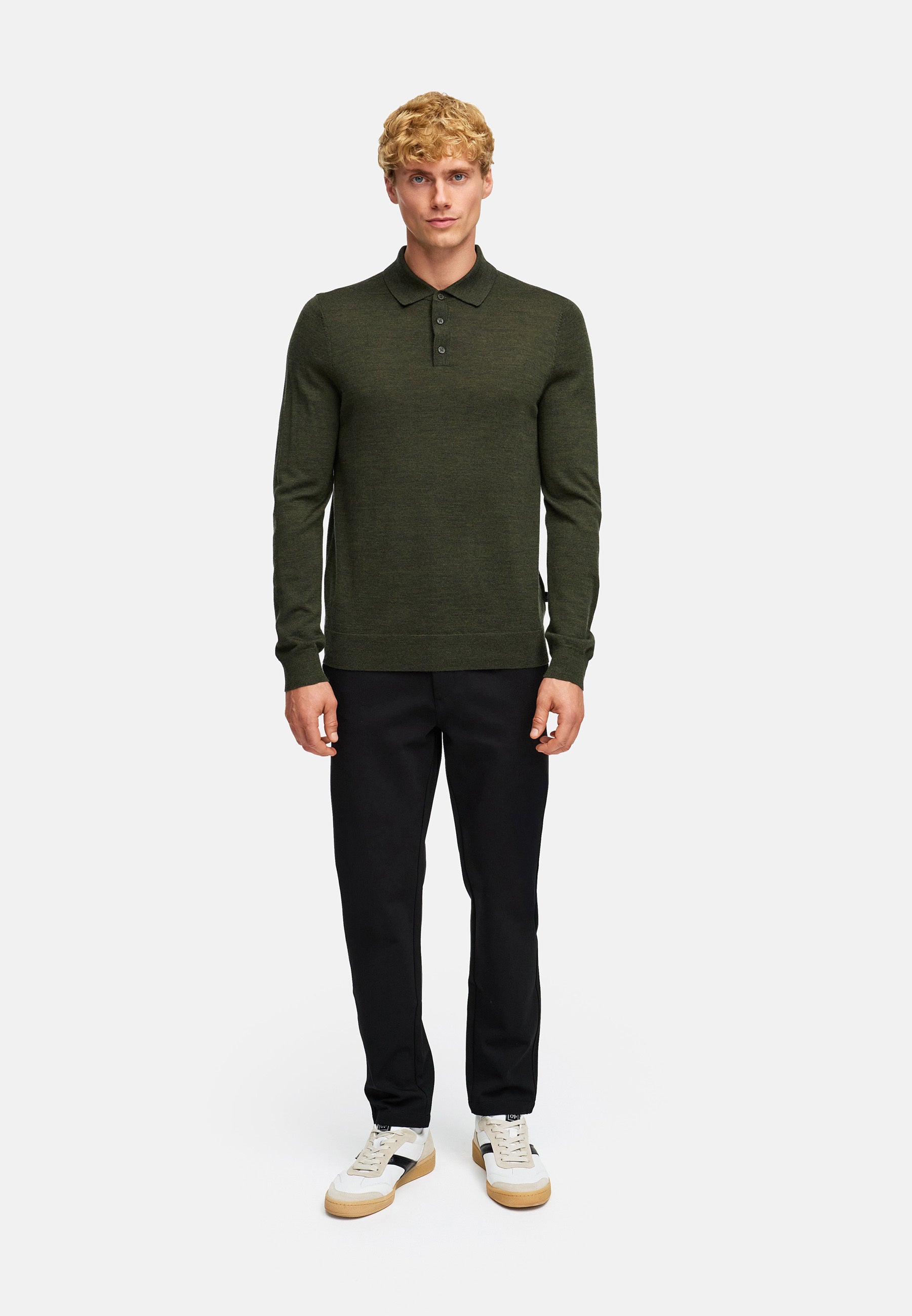 Strickpullover KSJohannes merino polo knit Army Mix