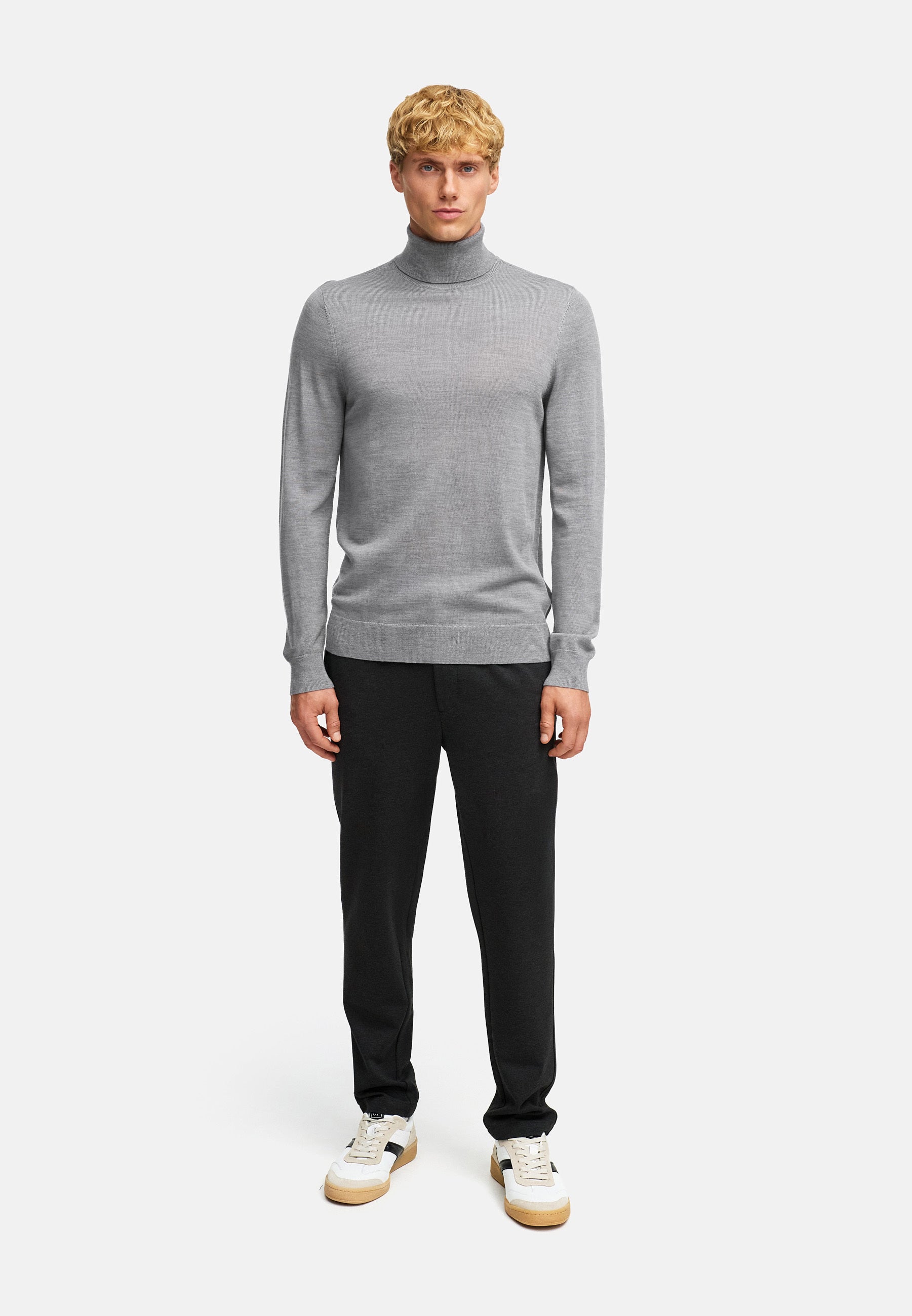 Rollkragen KSJohannes merino roll neck knit Lt Grey Mix