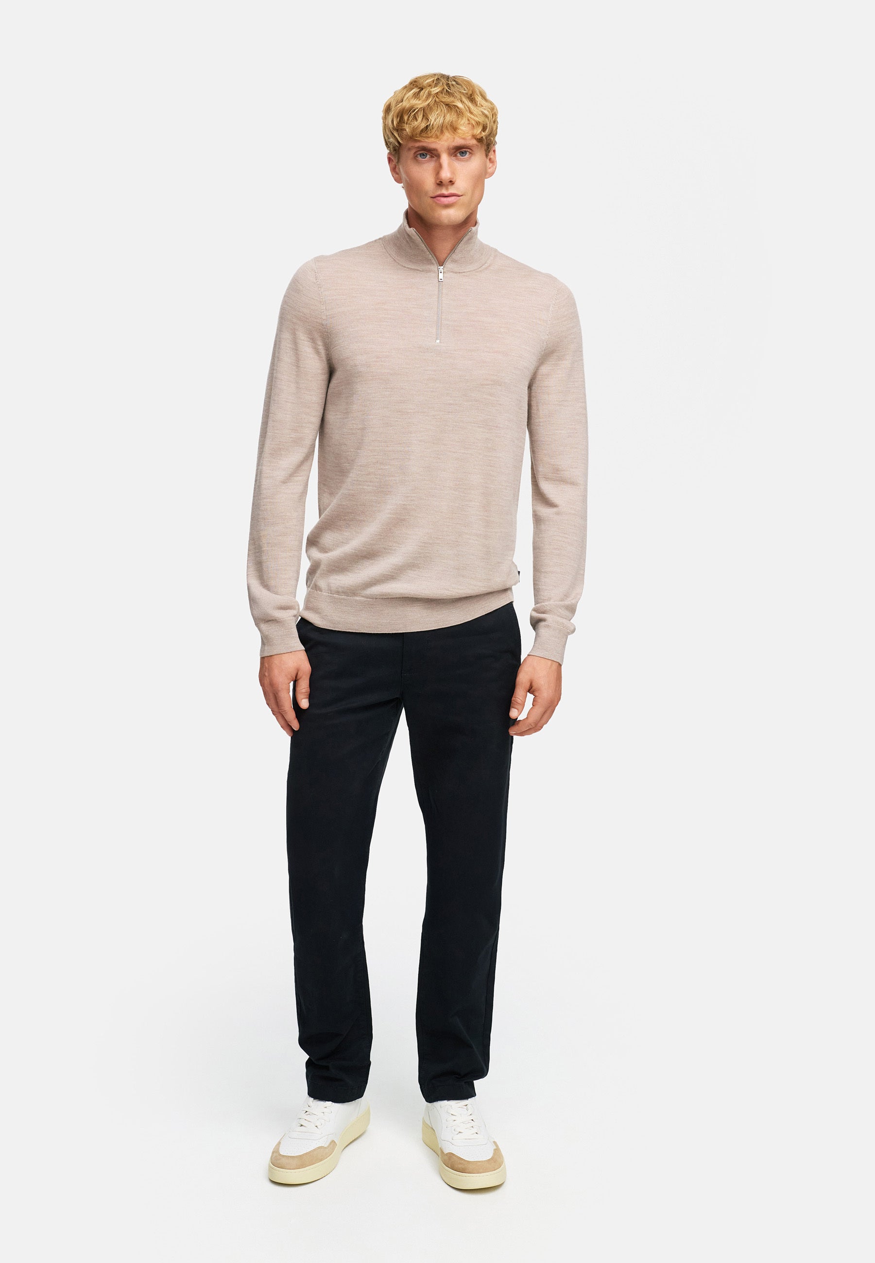 Strickpullover KSJohannes merino half zip knit Sand mix