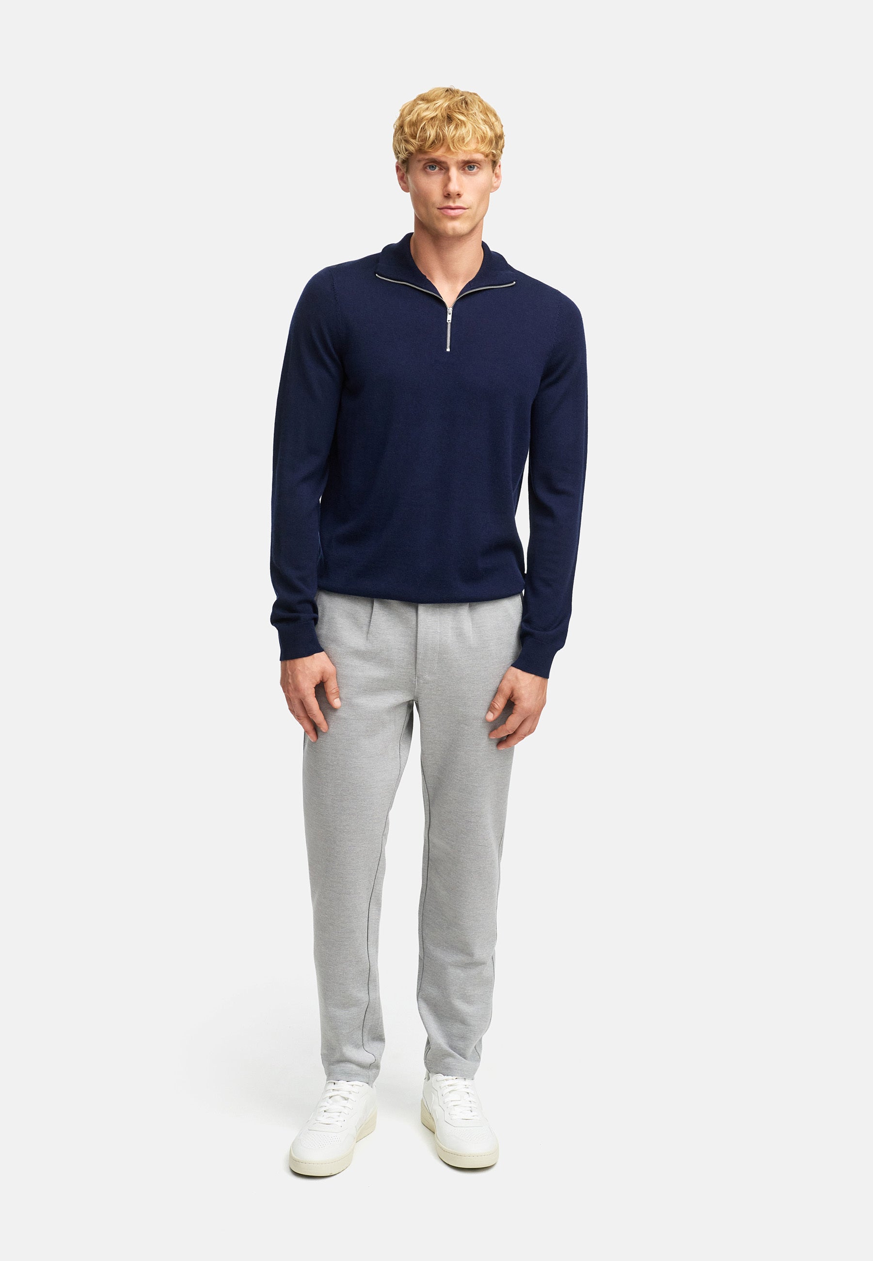 Strickpullover KSJohannes merino half zip knit Sky Captain