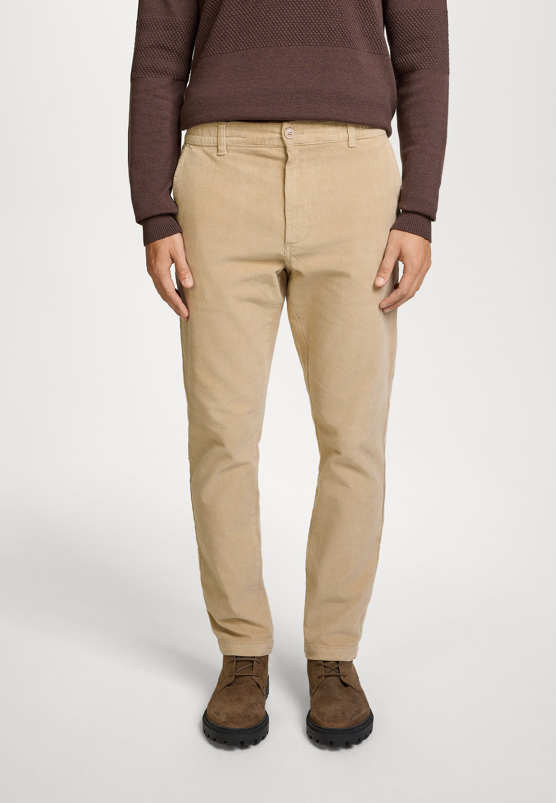 KRONSTADT | Men's Chino Trousers KSEben Cord Tapered White Pepper