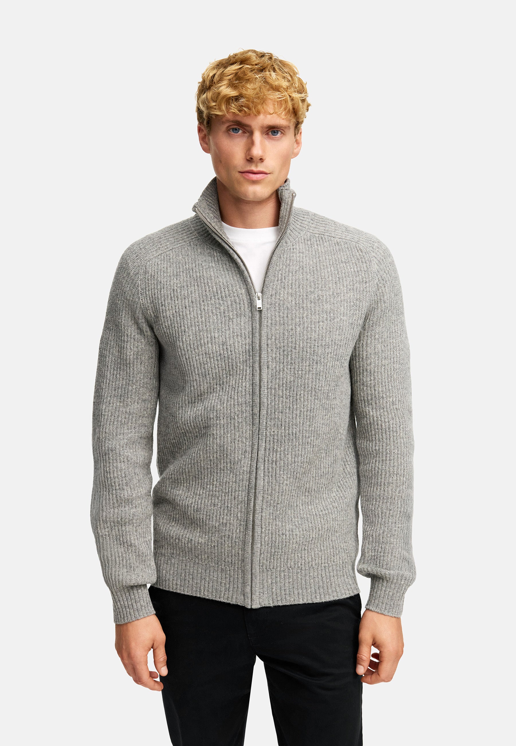 Strickjacke KSDorsey zip cardigan knit Lt Grey Mix