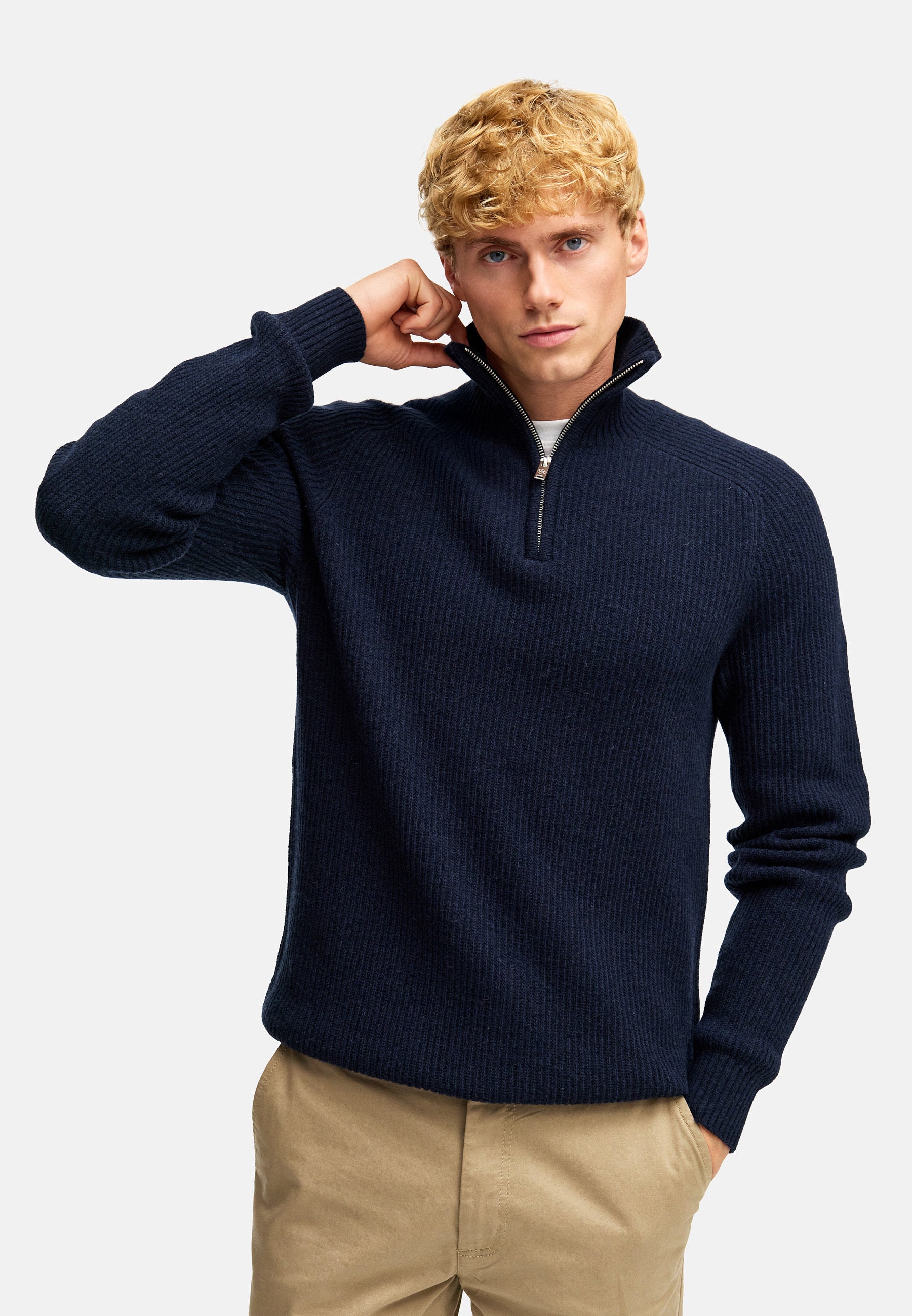 KRONSTADT | Men's Knitted Sweater KSDorsey Knit Half Zip Sky