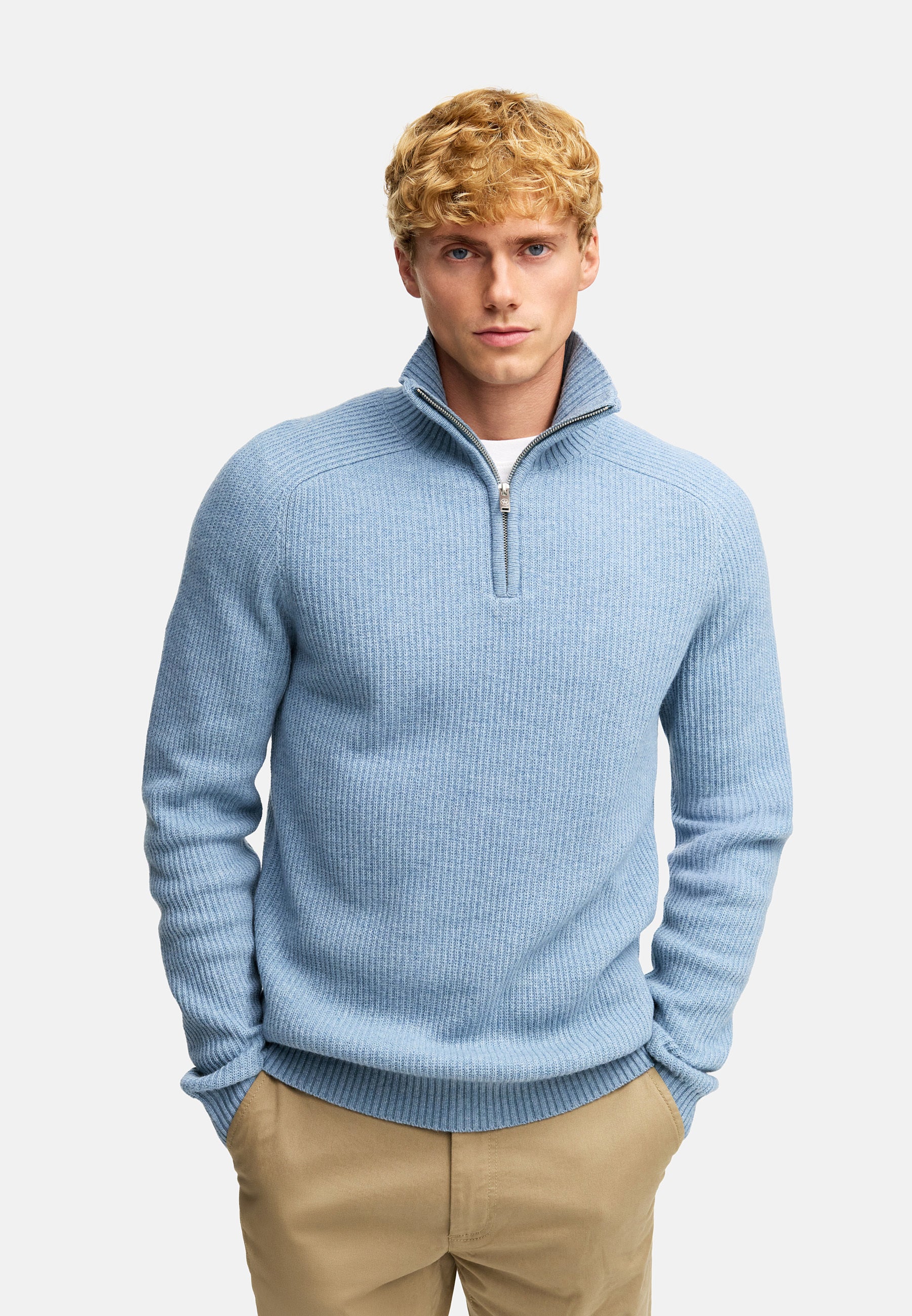 KRONSTADT | Men's Knitted Sweater KSDorsey Knit Half Zip Blue