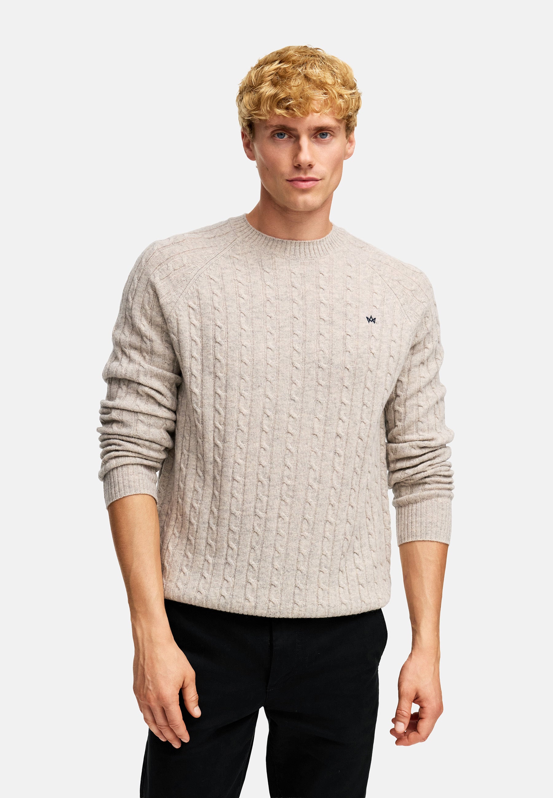 Strickpullover KSFlynn cabel crew neck knit Stone mix