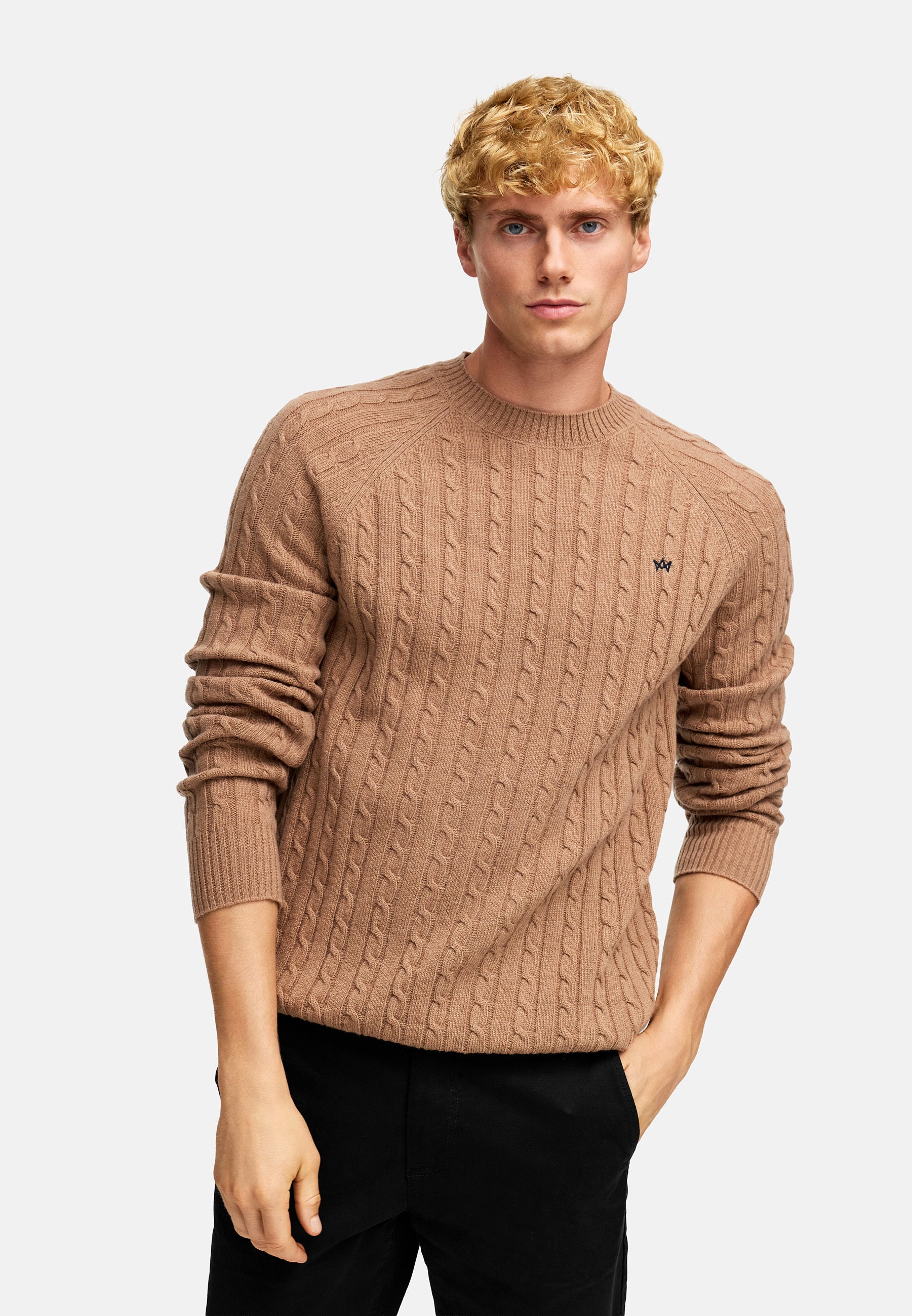 Strickpullover KSFlynn cabel crew neck knit Wood smoke