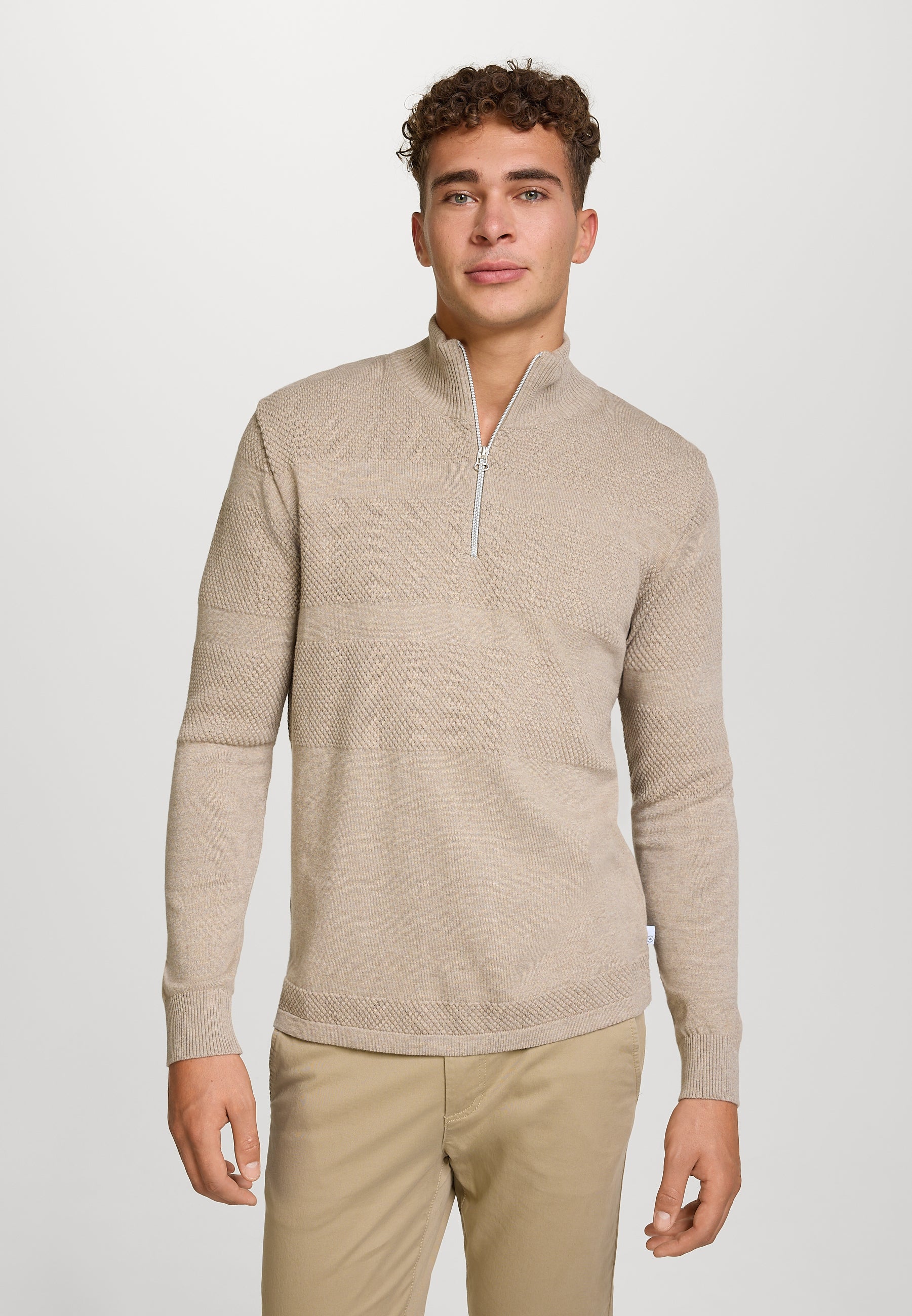 Strickpullover KSHannes Half-Zip Sand mix