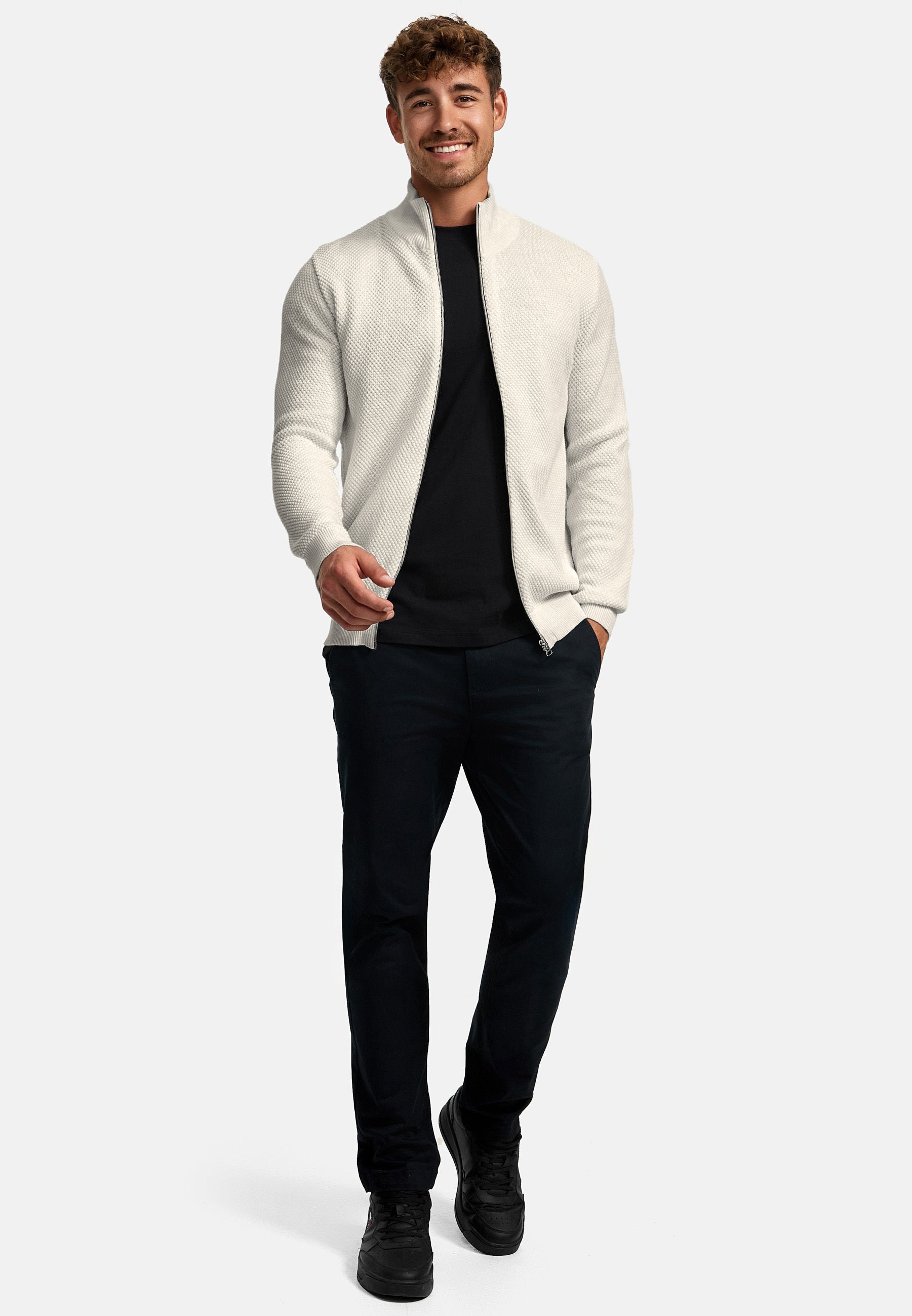 Strickjacke KSErik Zip Stone mix