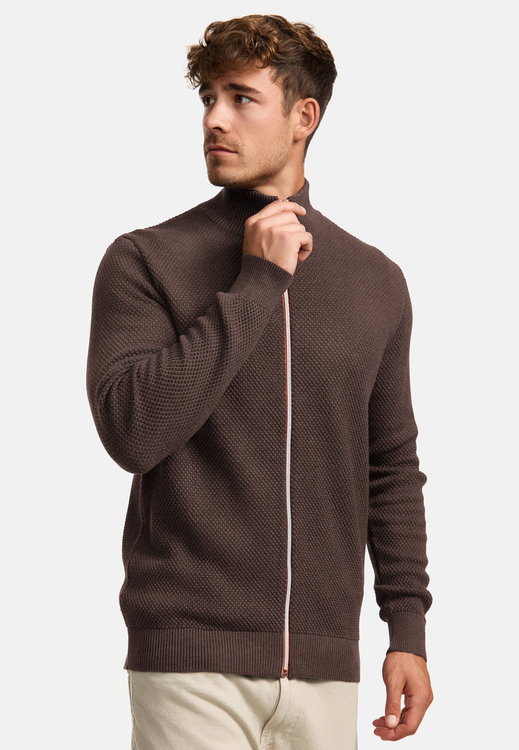 KRONSTADT | Men's Cardigan KSErik Zip Chocolate Plum Mix – Kronstadt