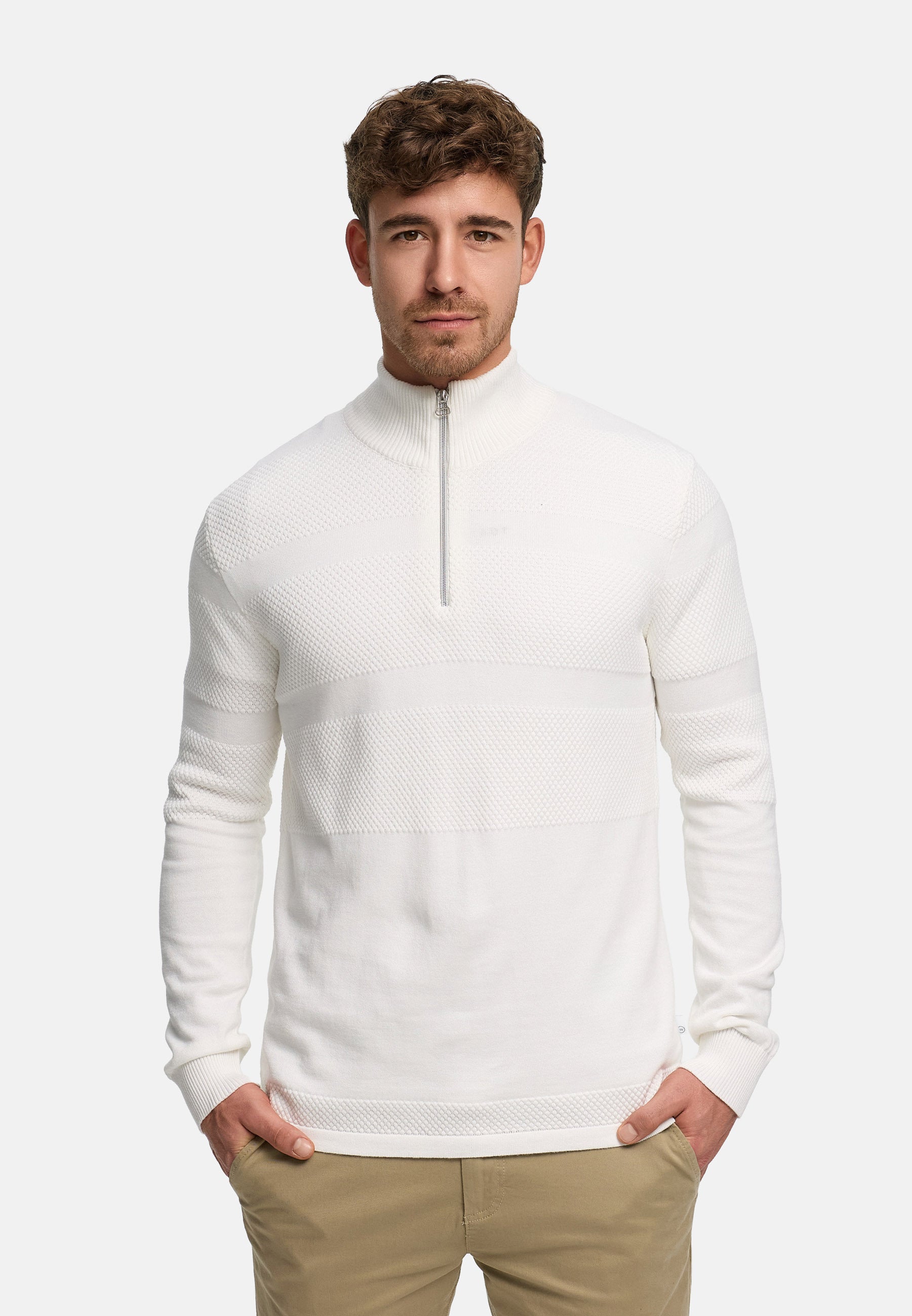 KRONSTADT | Men's Knitted Sweater KSHannes Half-Zip Snow White