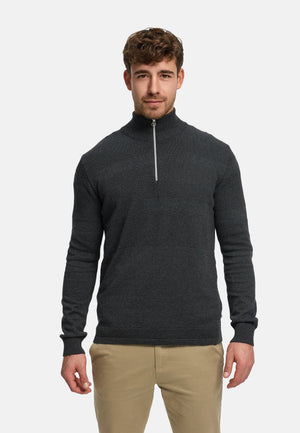 Strickpullover KSHannes Half-Zip Charcoal Mix Produktbild