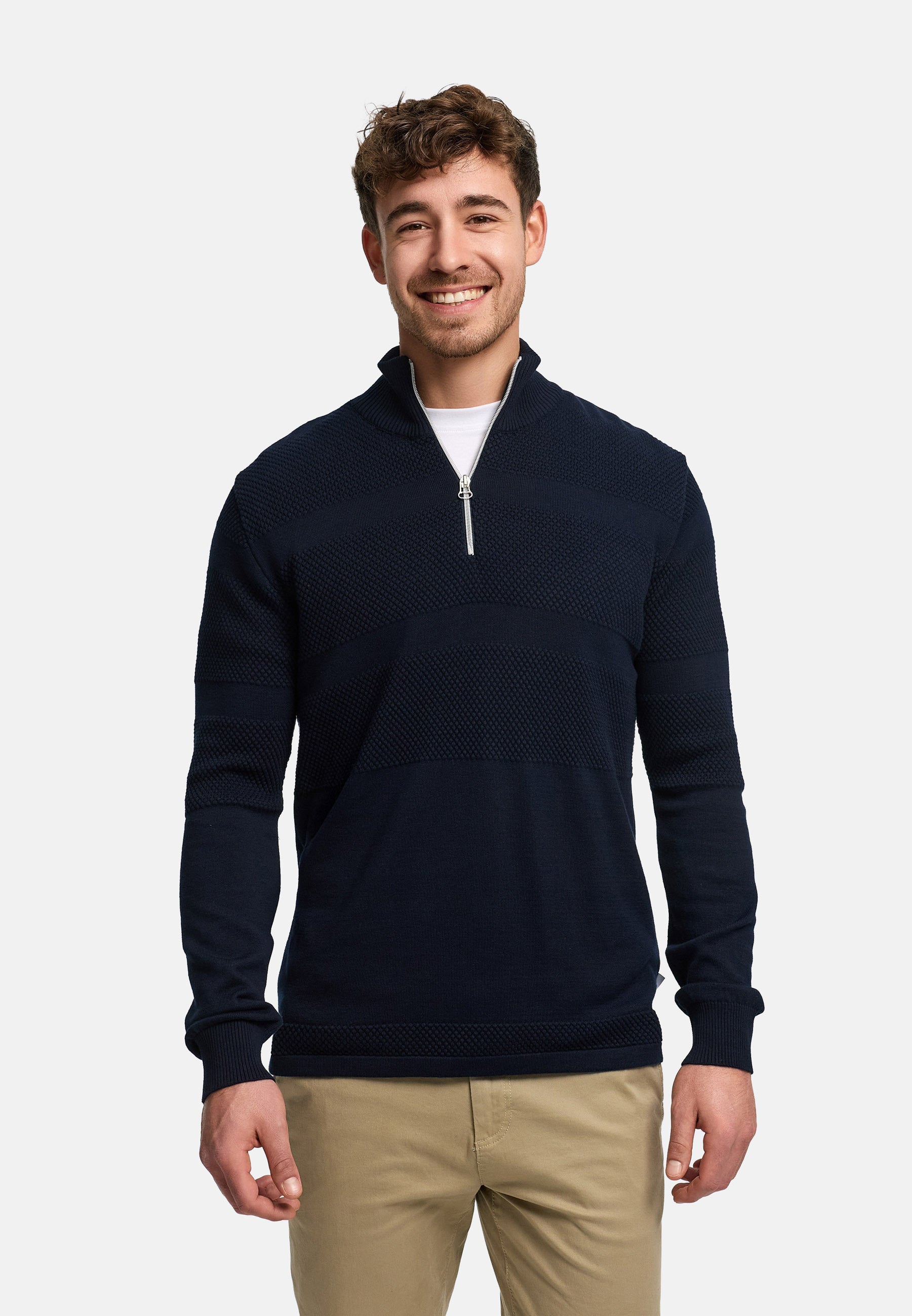 KRONSTADT | Men's Knitted Sweater KSHannes Half-Zip Sky Captain