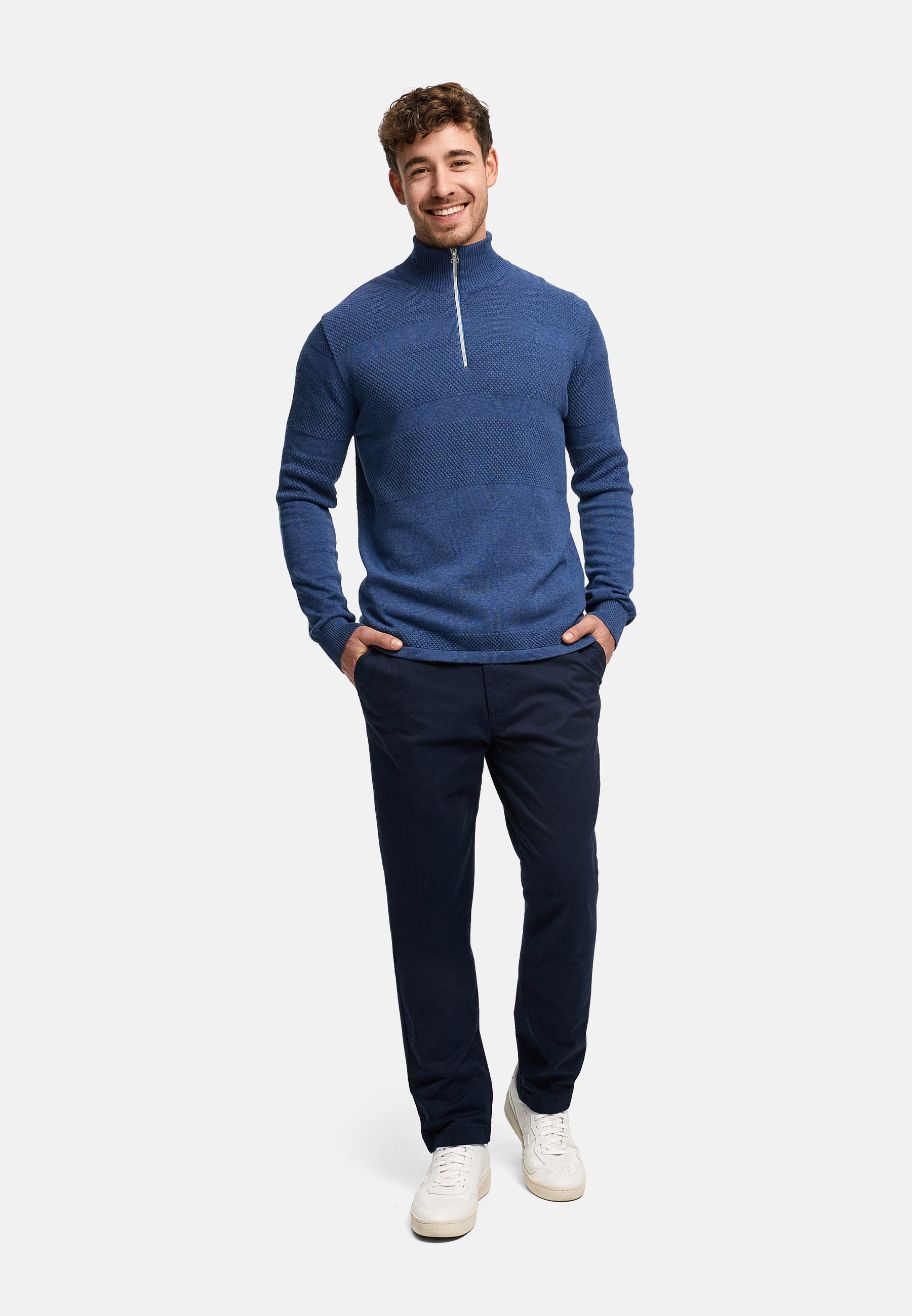 Strickpullover KSHannes Half-Zip Federal Blue mix Produktbild