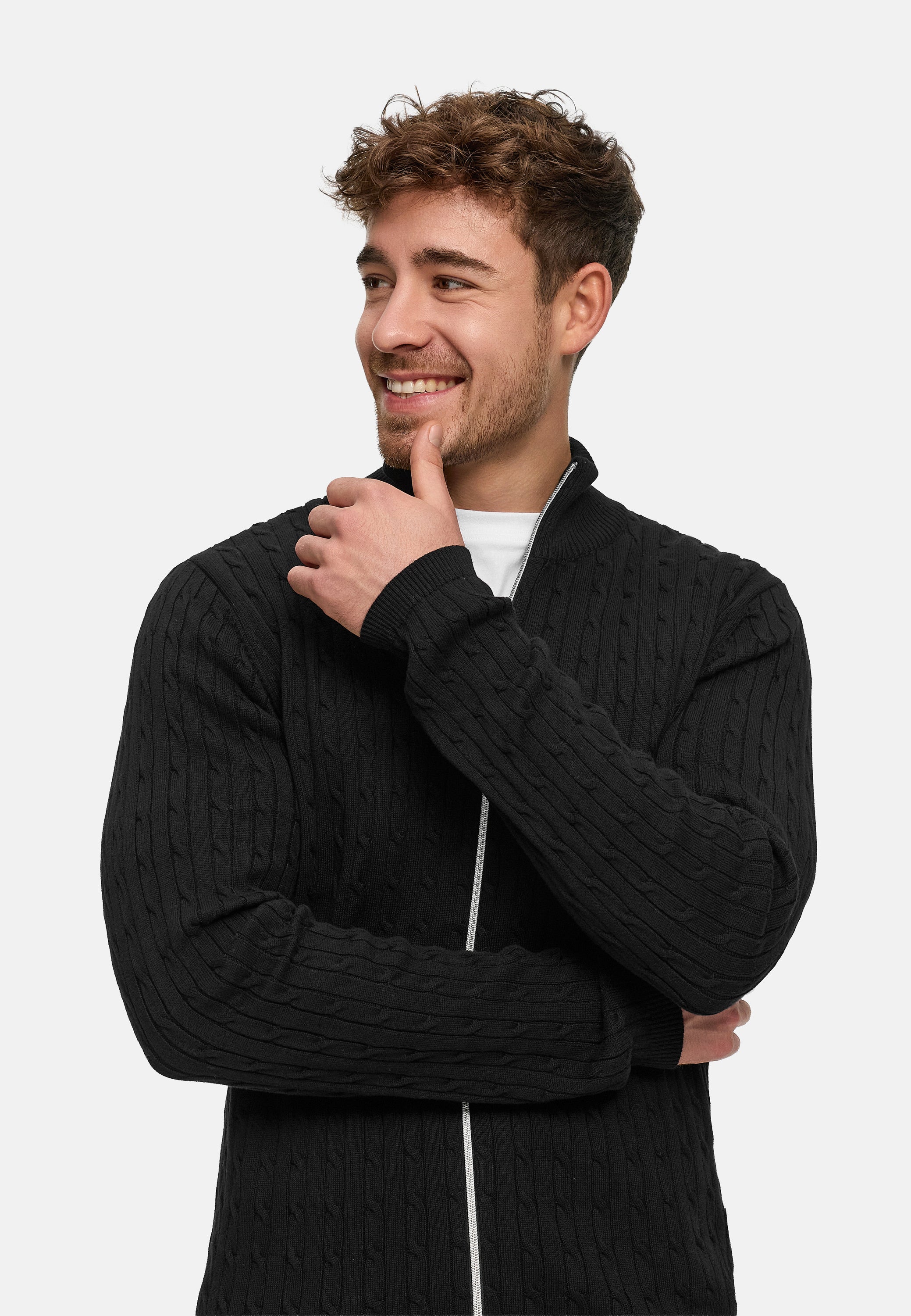 KRONSTADT | Men's Knitted Jacket KSCable Zip Black – Kronstadt