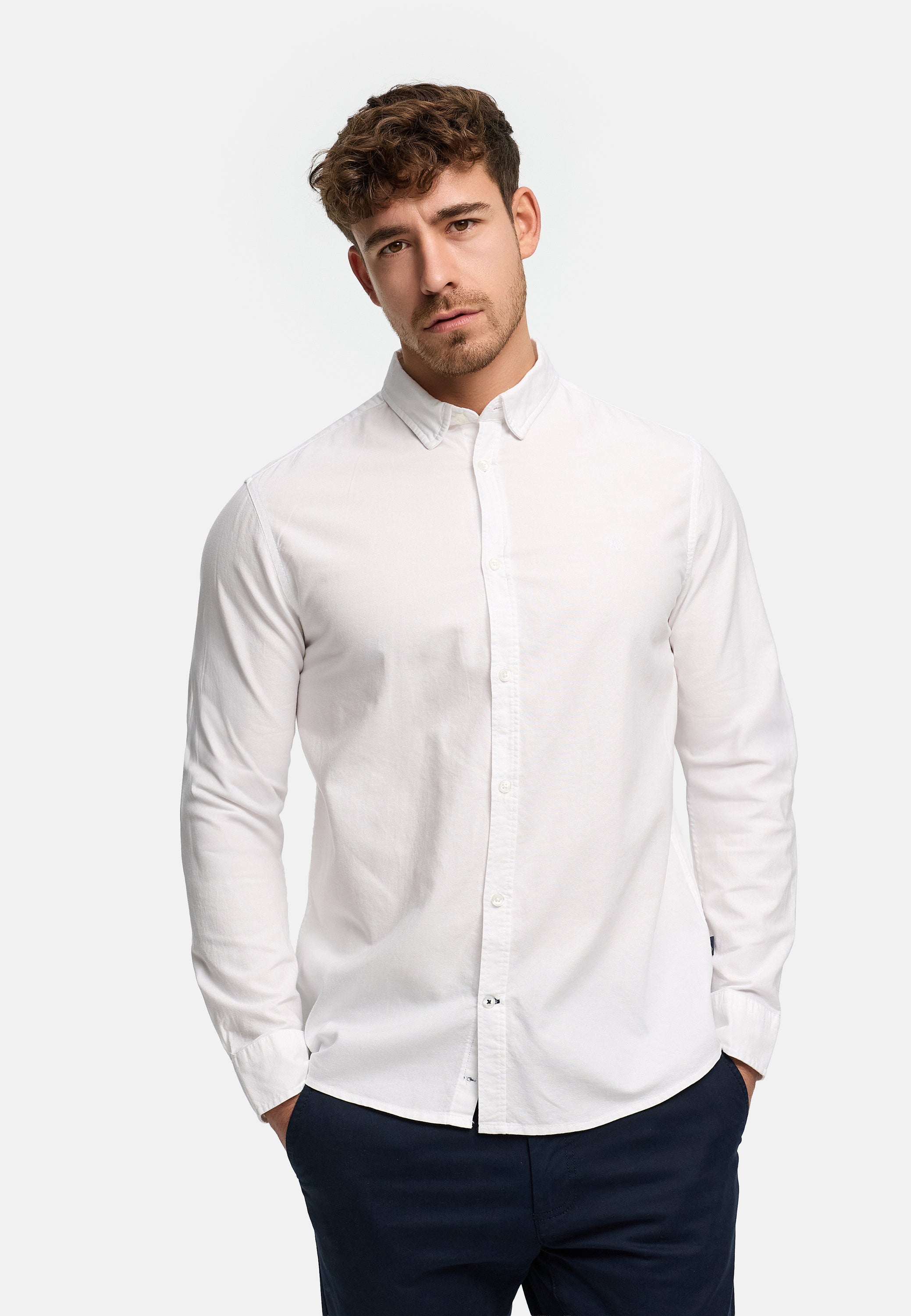 off white men's long sleeve dress shirt Button Up Shirt Men Pleated Off White Linen Solid Long Sleeve Collarless  Fashion