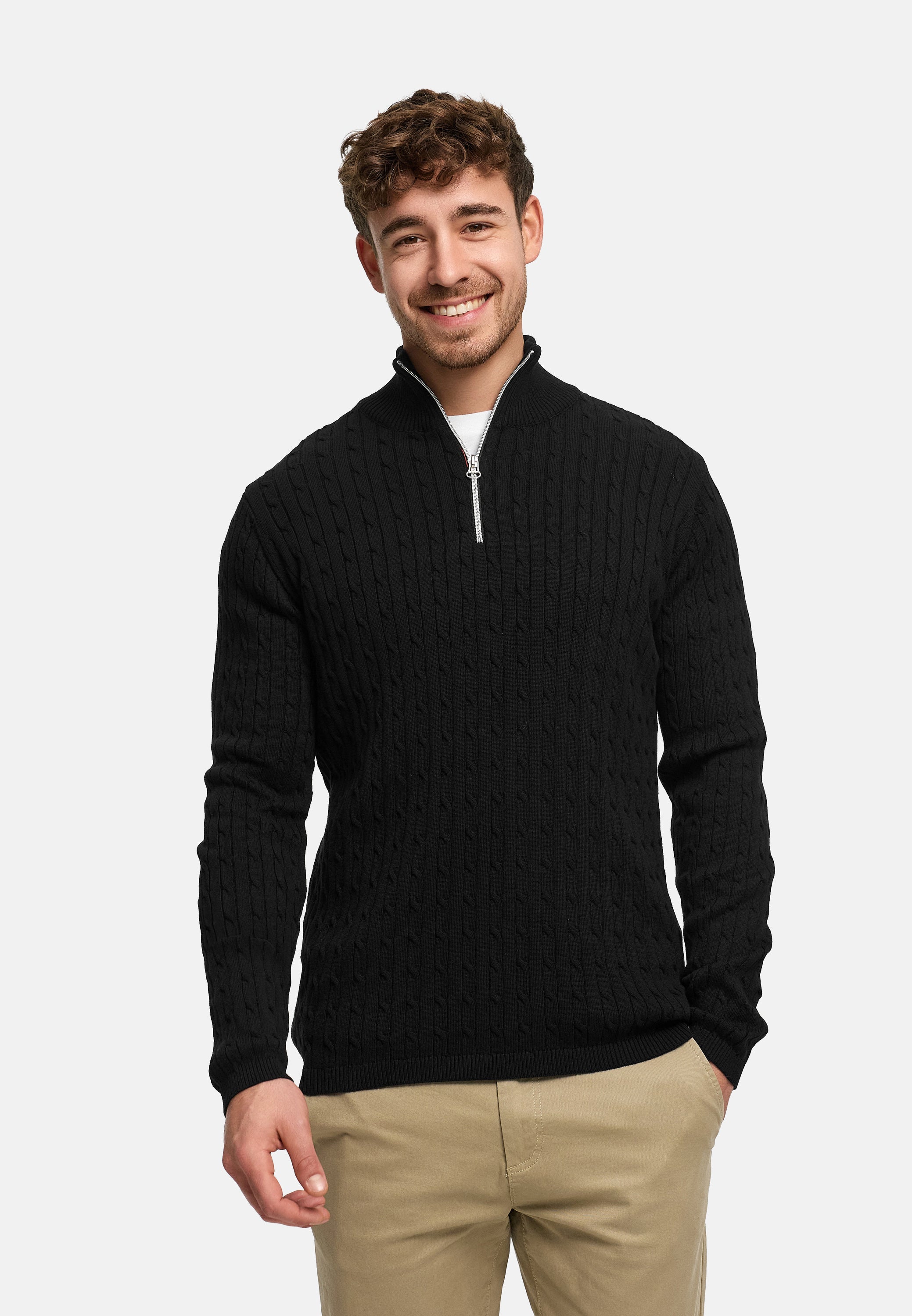 Strickpullover KSCable Half-Zip Black
