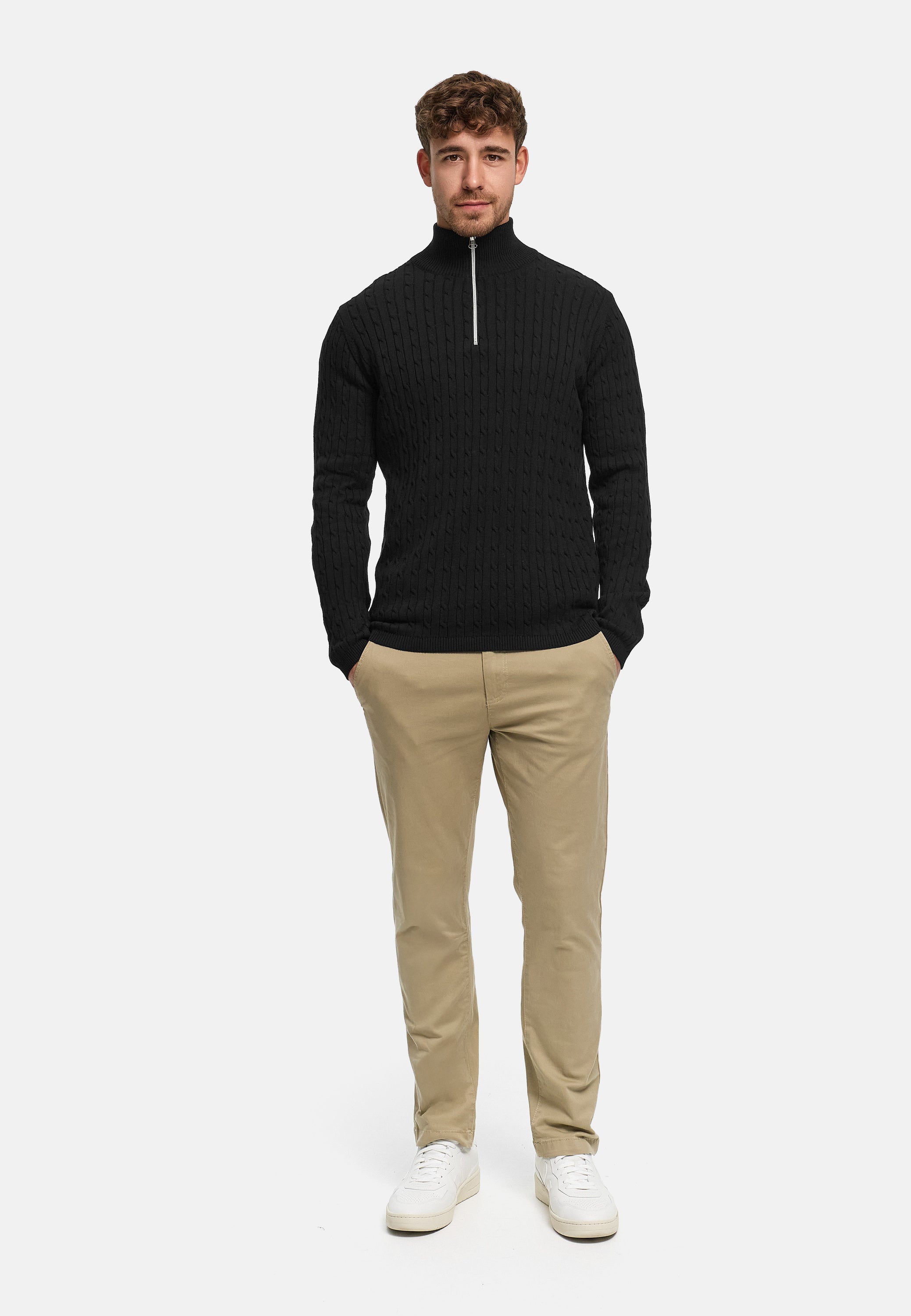 Strickpullover KSCable Half-Zip Black