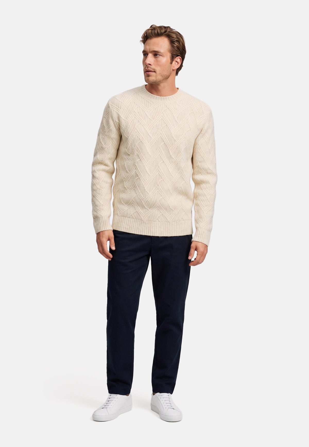 Pull en maille KSPollard col rond beige chiné