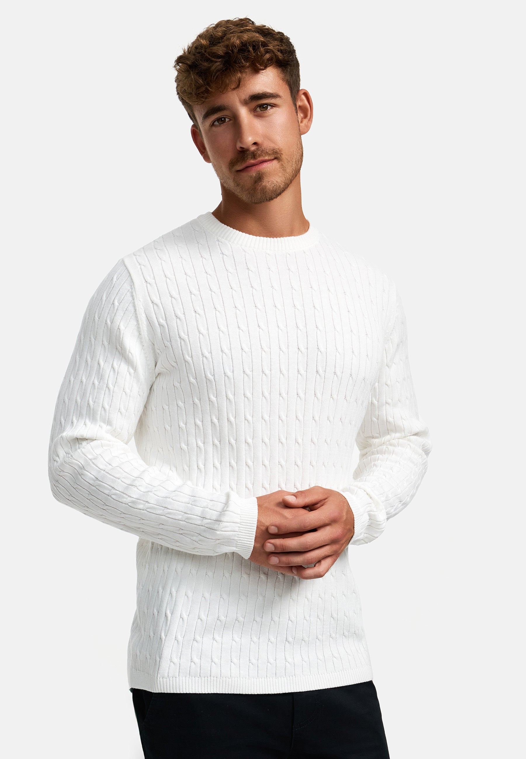 KRONSTADT | Men's Knitted Sweater KSCable Snow White – Kronstadt